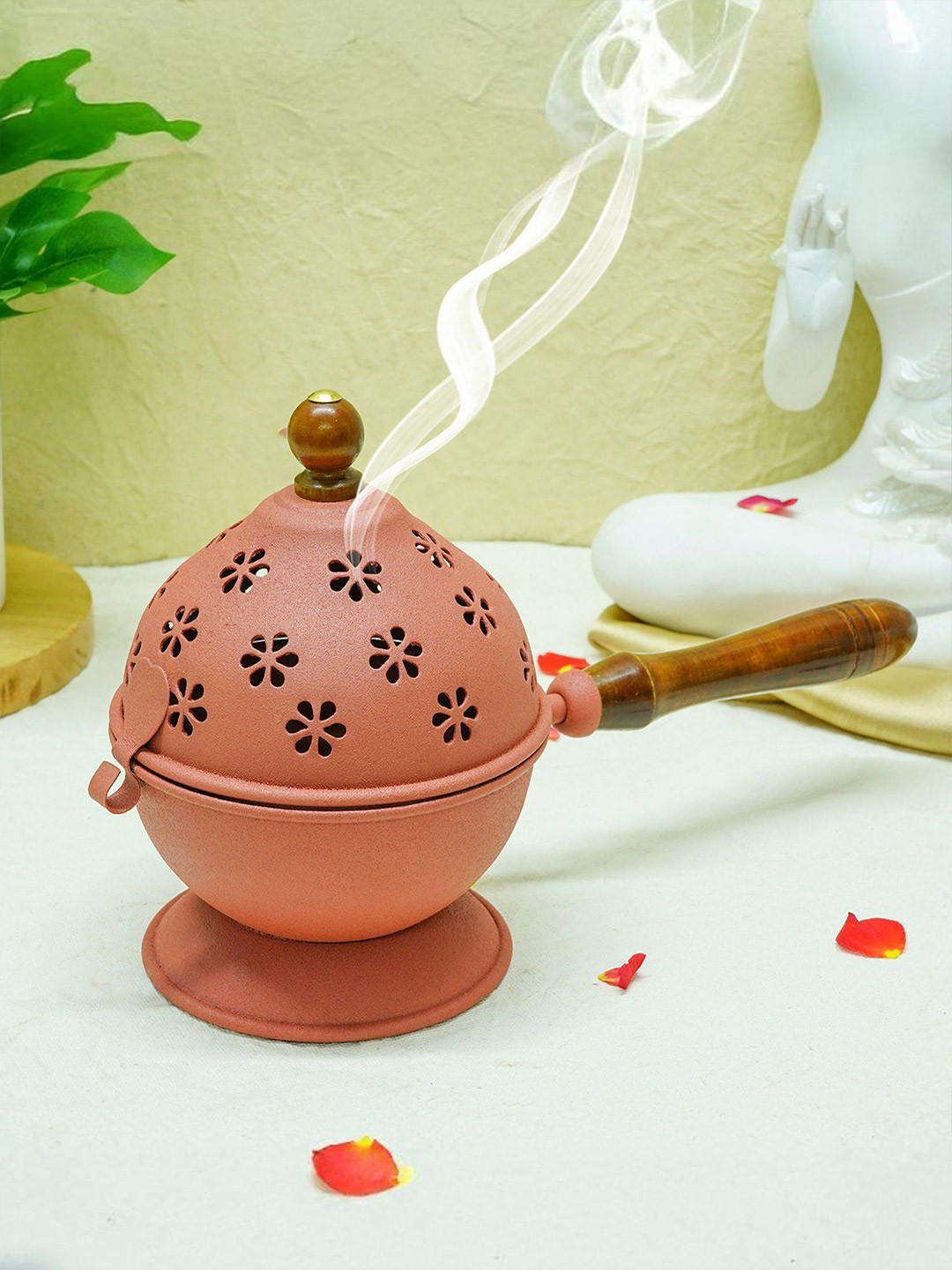 Ekhasa Red & Brown Metal Dhoop Dani Loban Burner Holder