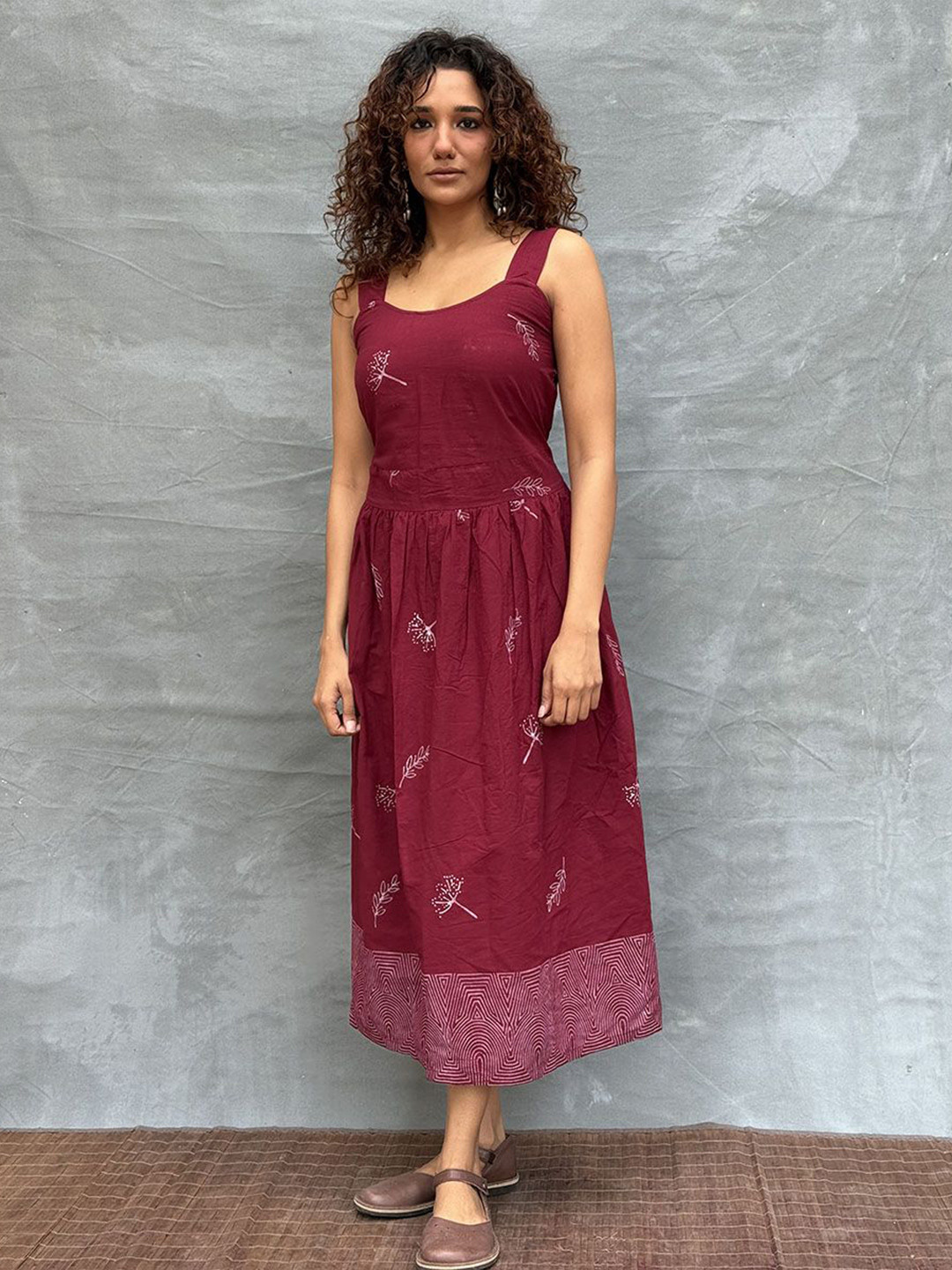 Chidiyaa Women Soil Riversong Blockprinted Cotton Ethnic Dresses