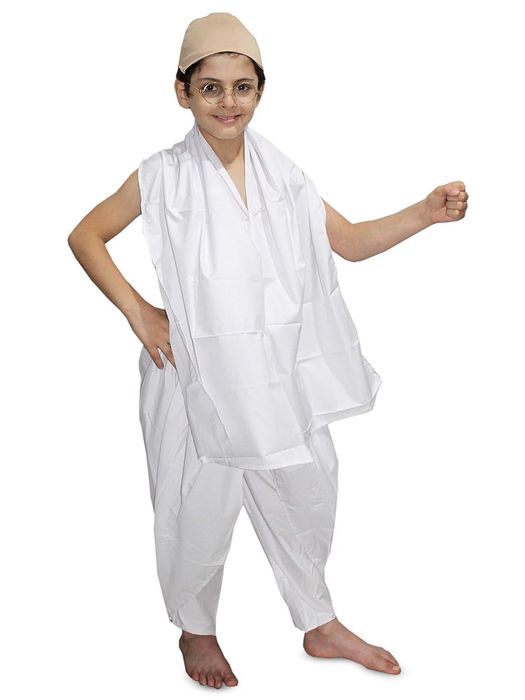 Kaku Fancy dresses Boys Mahatma Gandhi Costume Shawl With Dhoti Pant & Cap