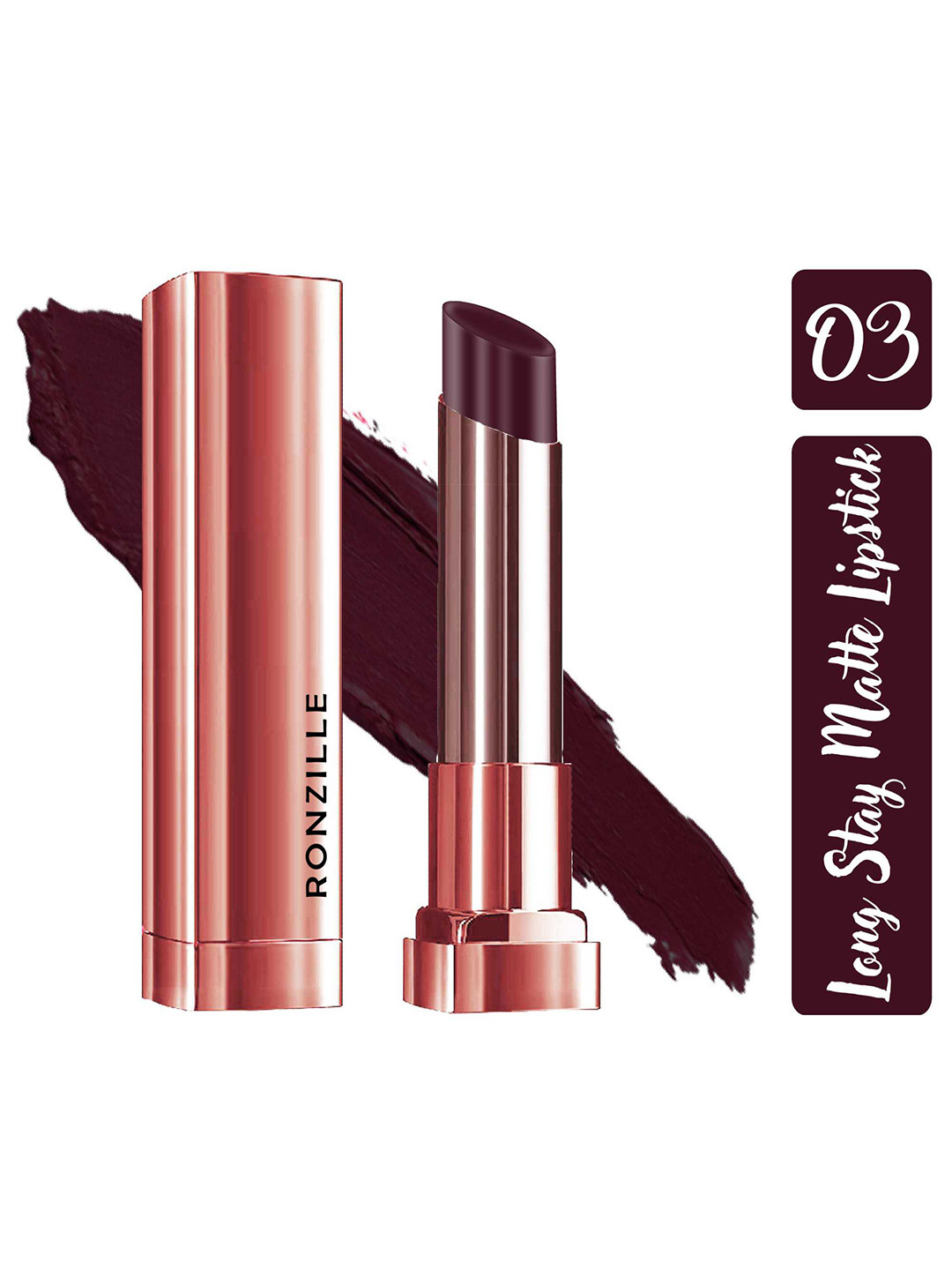 Ronzille Non Drying & Lightweight Long Stay Matte Lipstick - Crater Brown 03