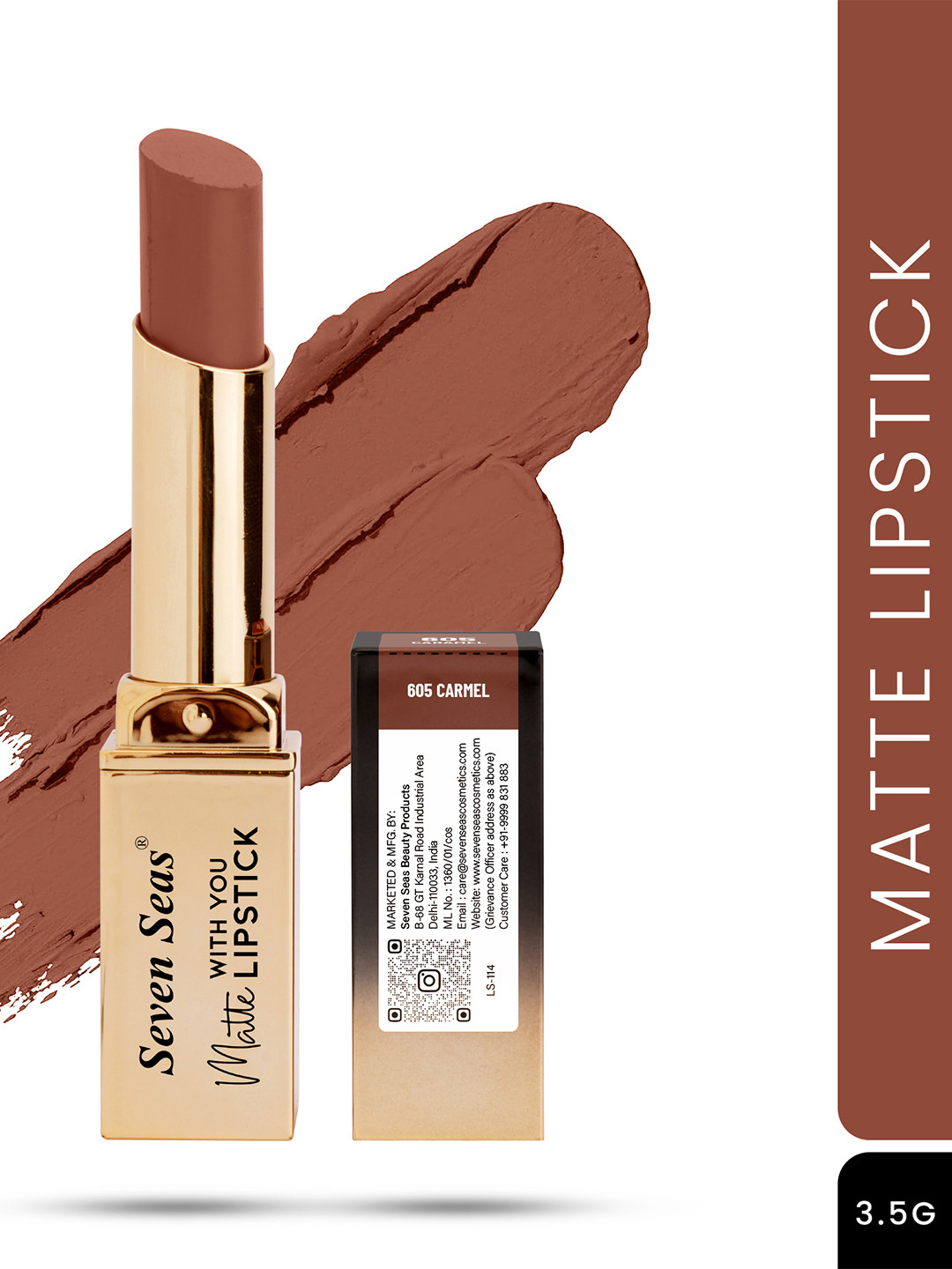 Seven Seas With You Matte Lipstick 2.5g - Caramel 605