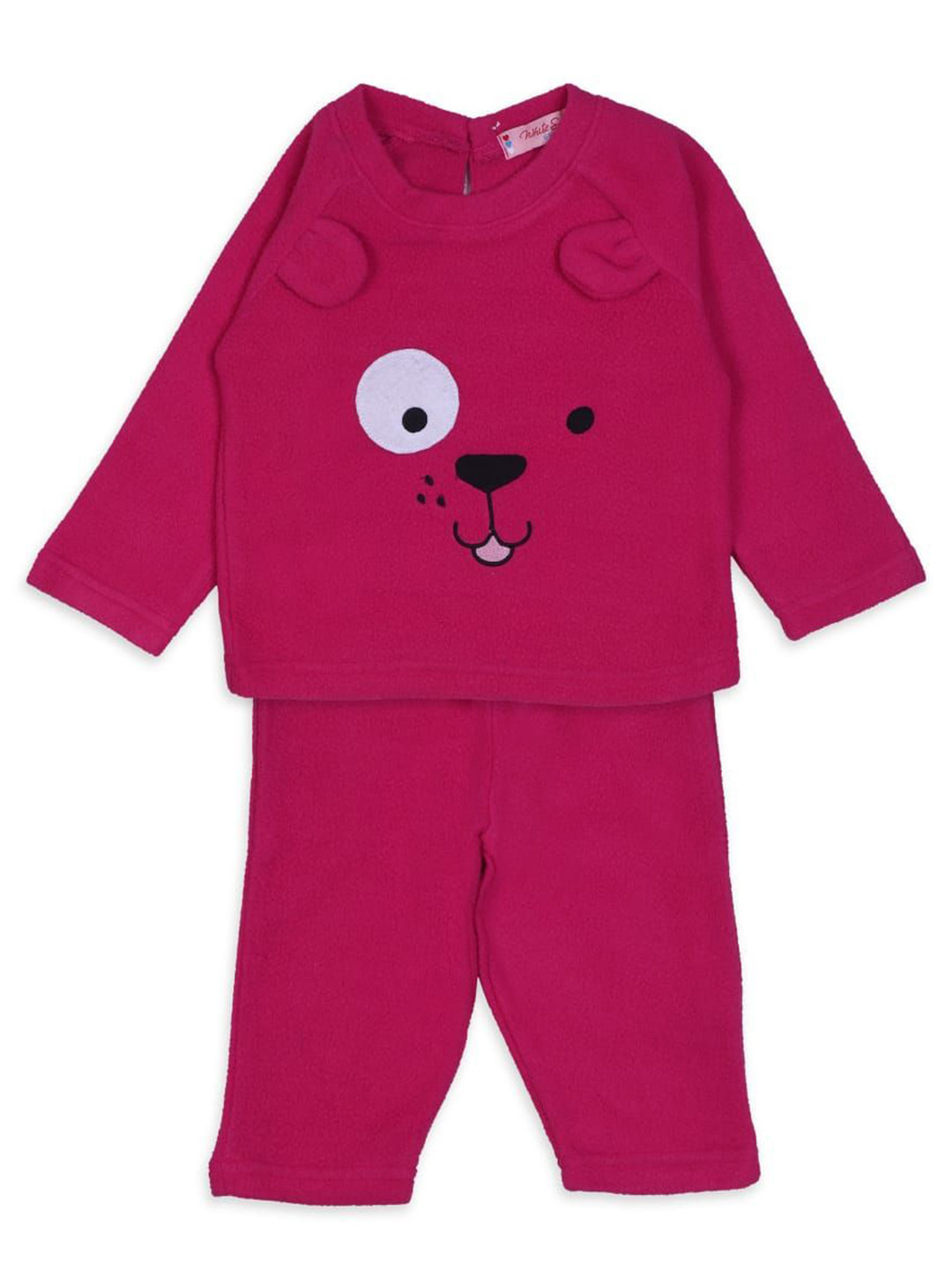 White Snow Girls Printed Round Neck Sweatshirt With Trouser