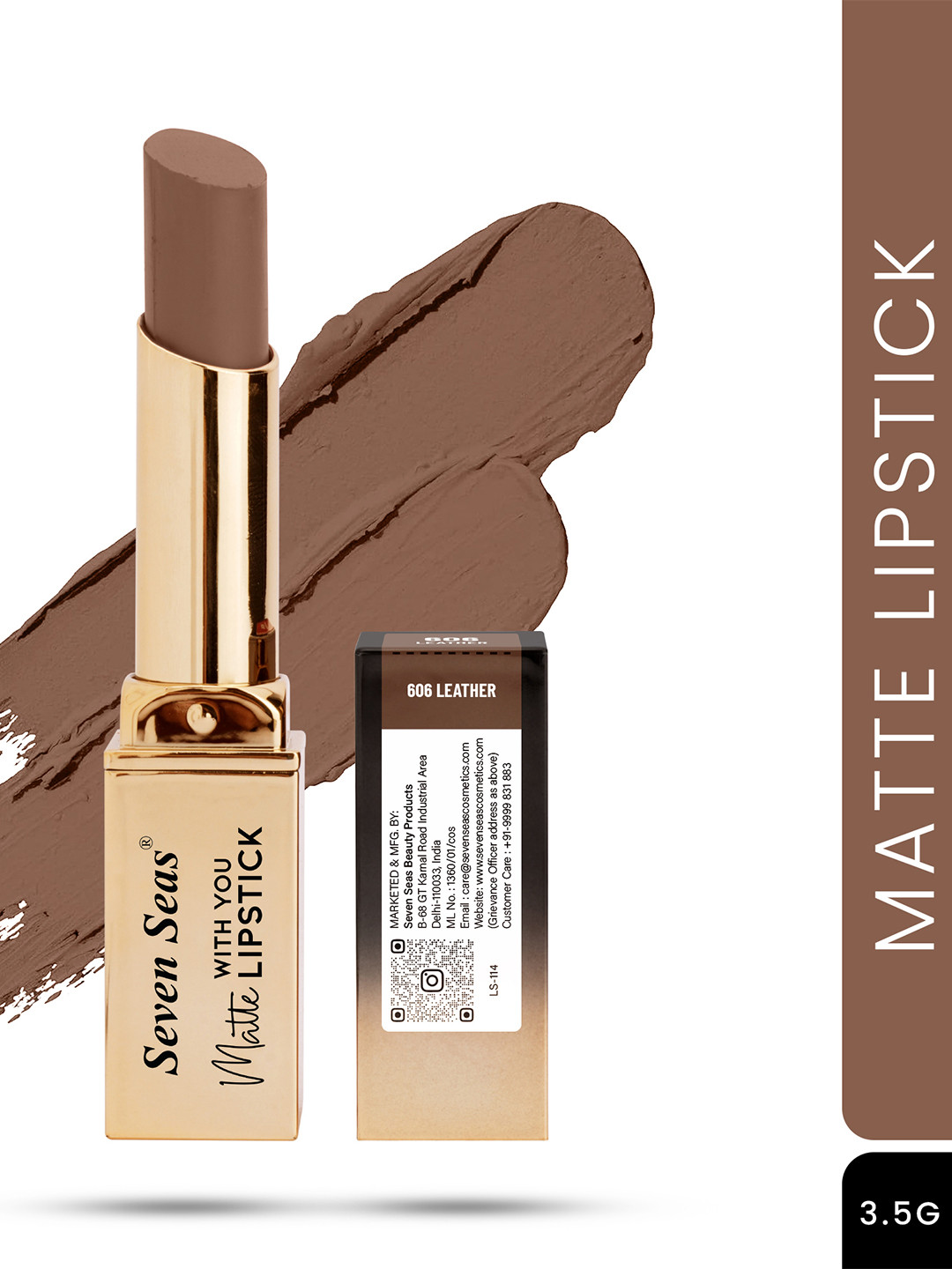 Seven Seas Matte With You Smooth & Soft Long Lasting Lipstick 2.5g - Leather 606