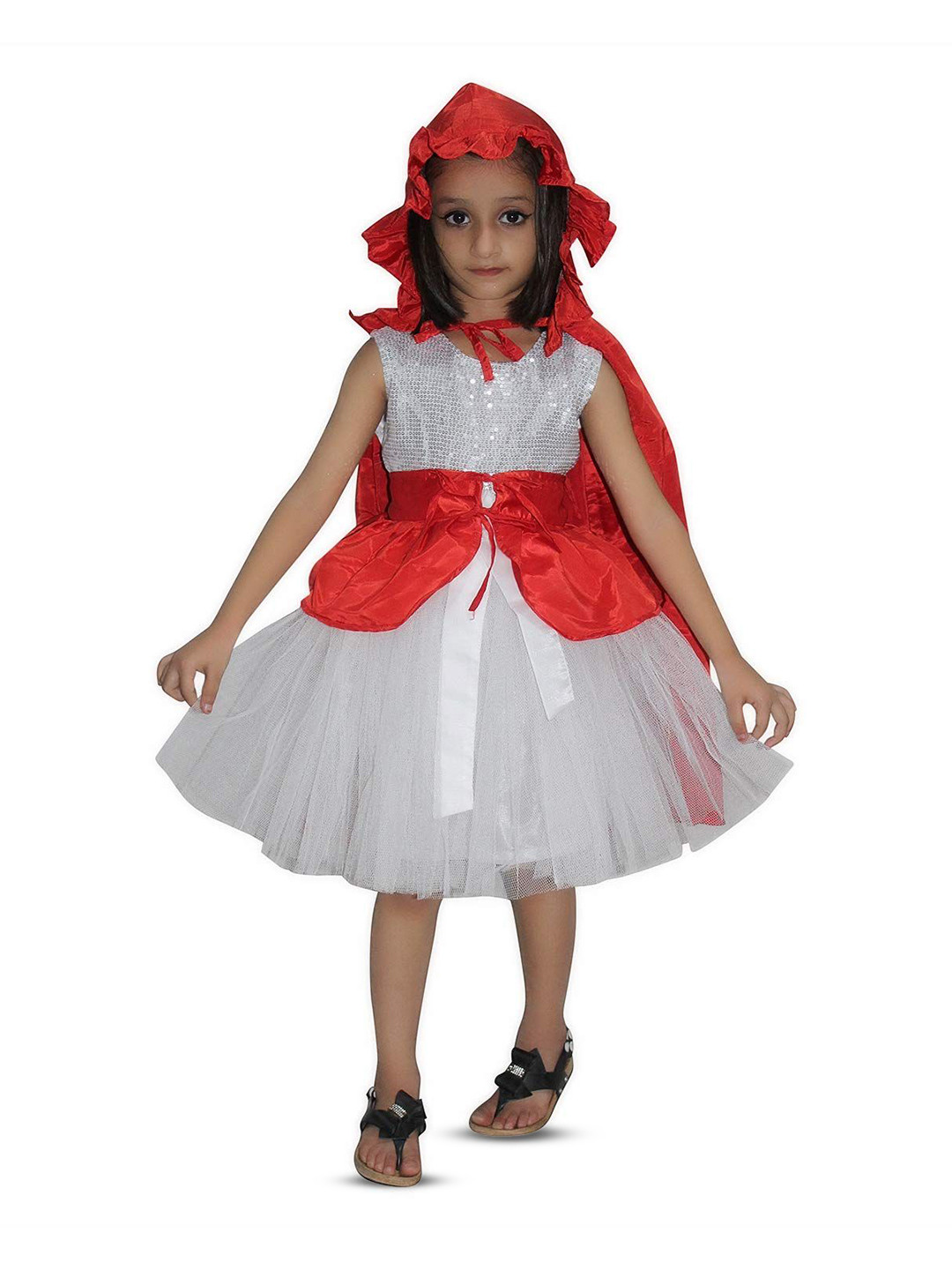Kaku Fancy dresses Girls Fairy Tales Riding Hood Costume Frock With Cape & Waist Belt