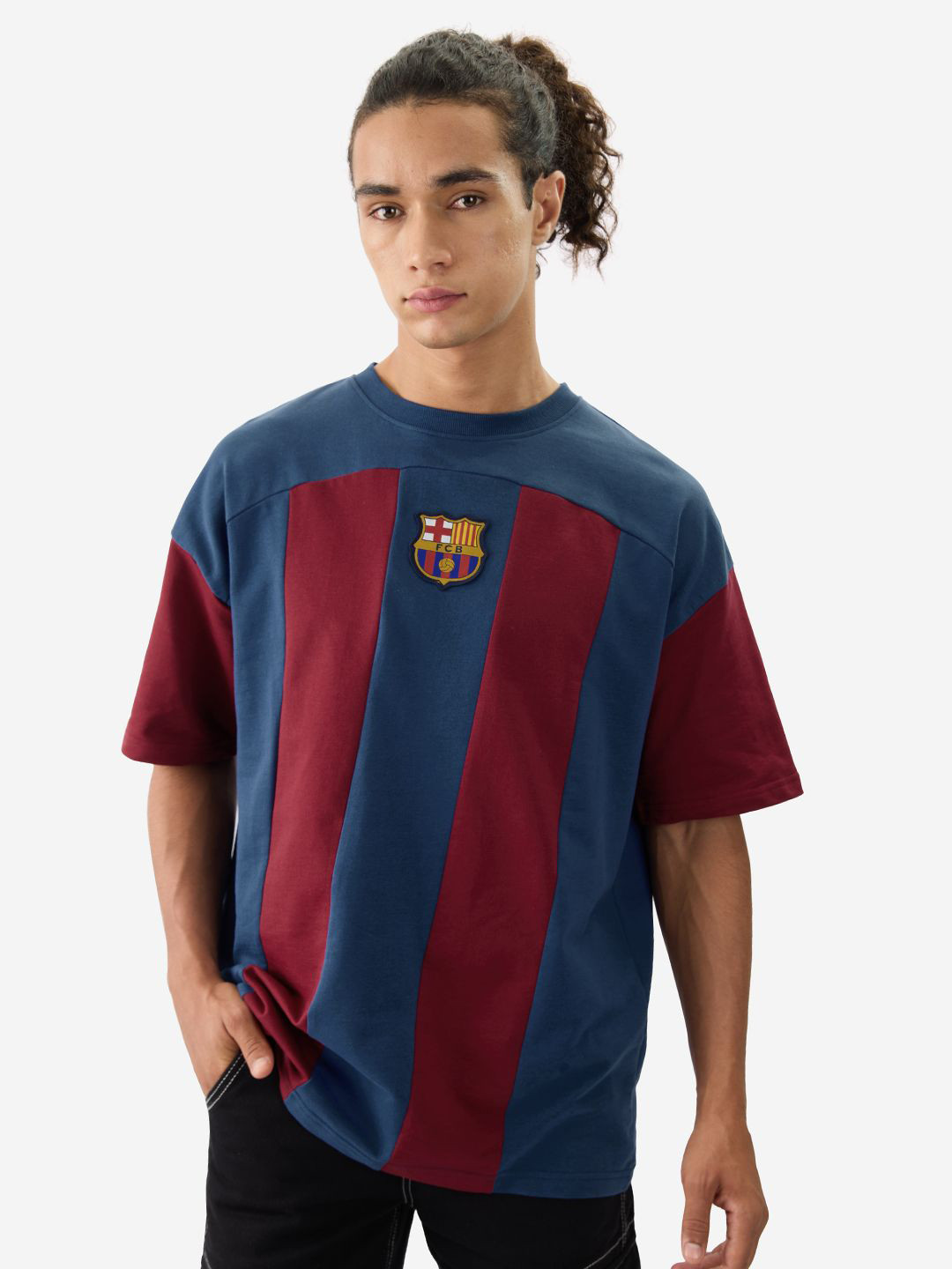 The Souled Store Official Men FCB: Matchday Multicolor Oversized Fit T-Shirt