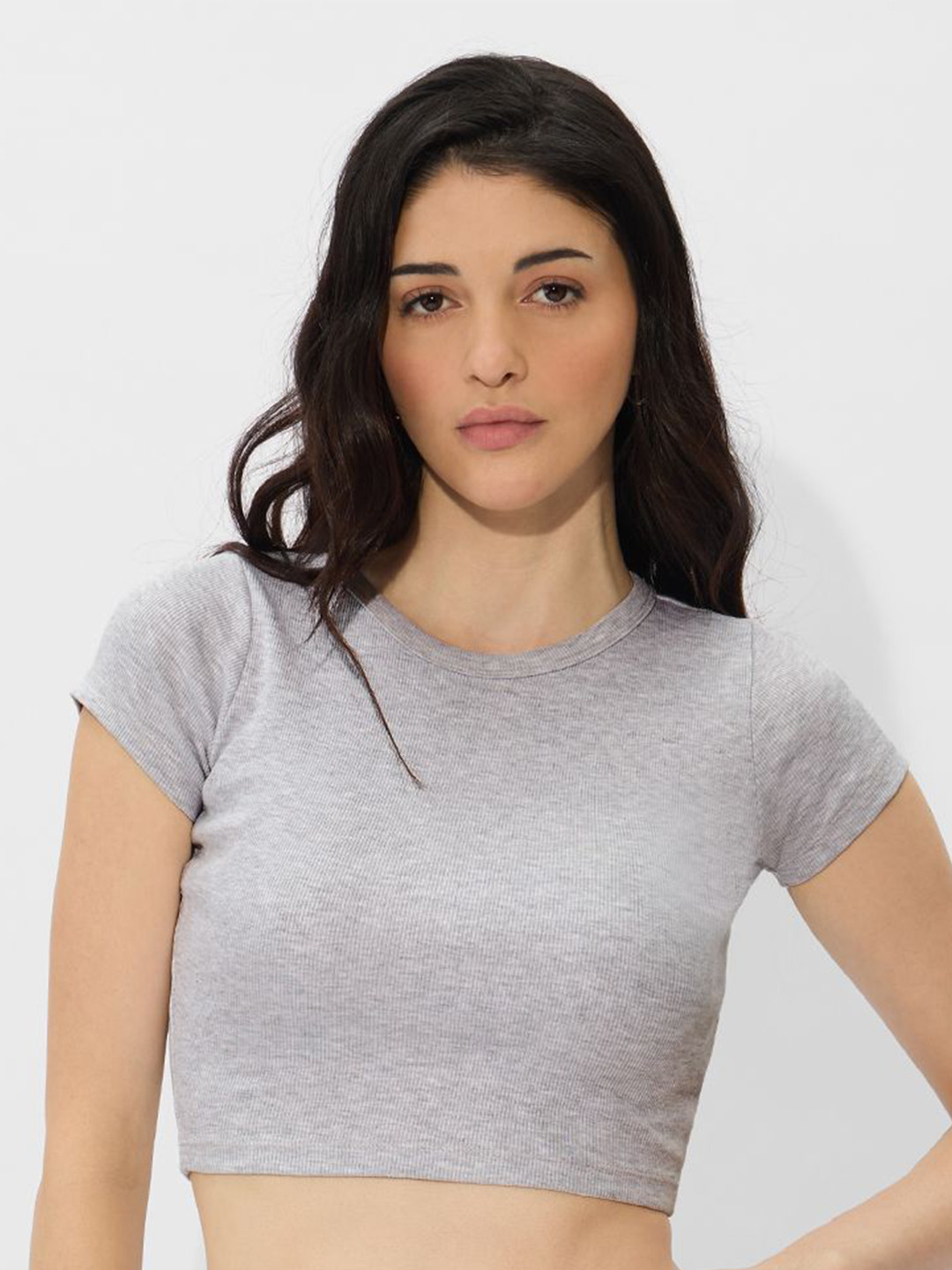 The Souled Store Women Solids Light Grey Melange