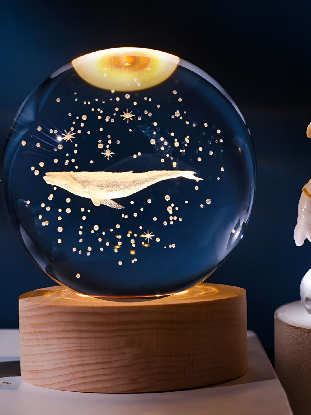 Awestuffs Yellow Printed Acrylic Spherical Table Lamp with Adjustable Cord and Bulb