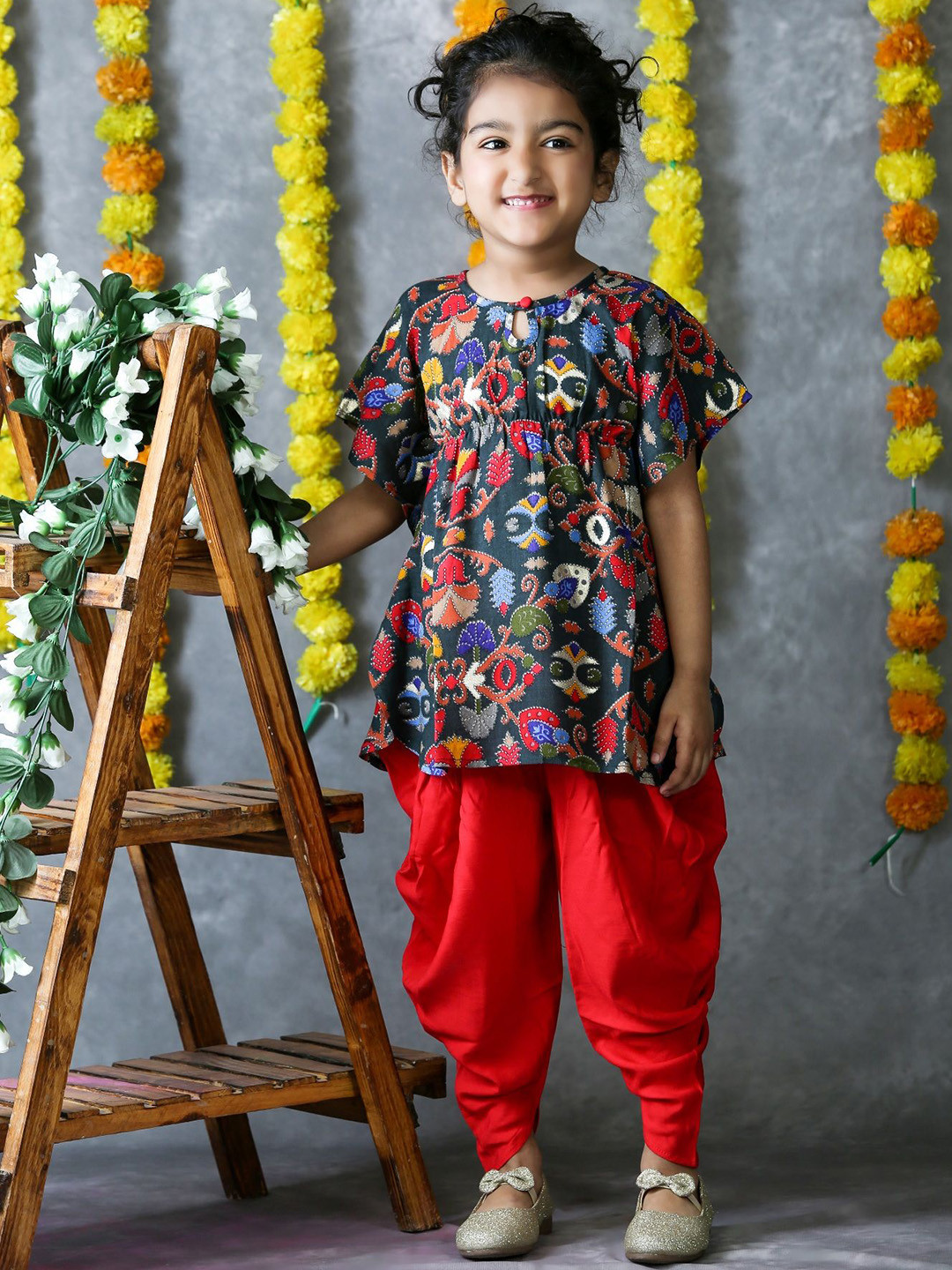 Freesia Array Printed Top with Dhoti Pants