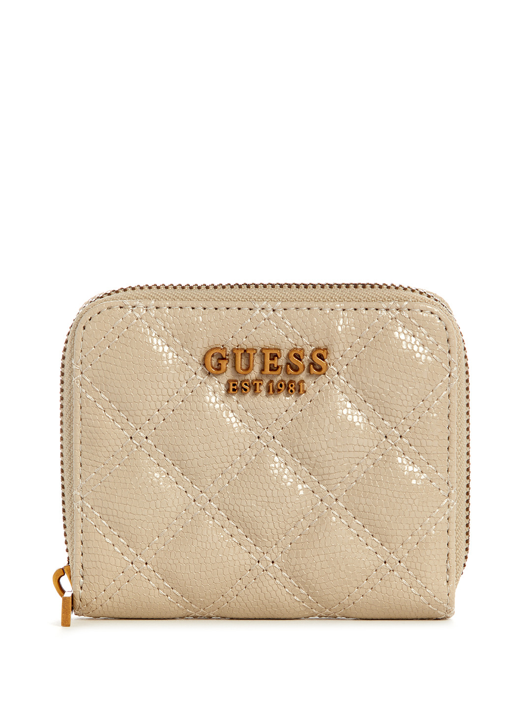 GUESS Women Snake Skin Textured Quilted Zip Around Wallet