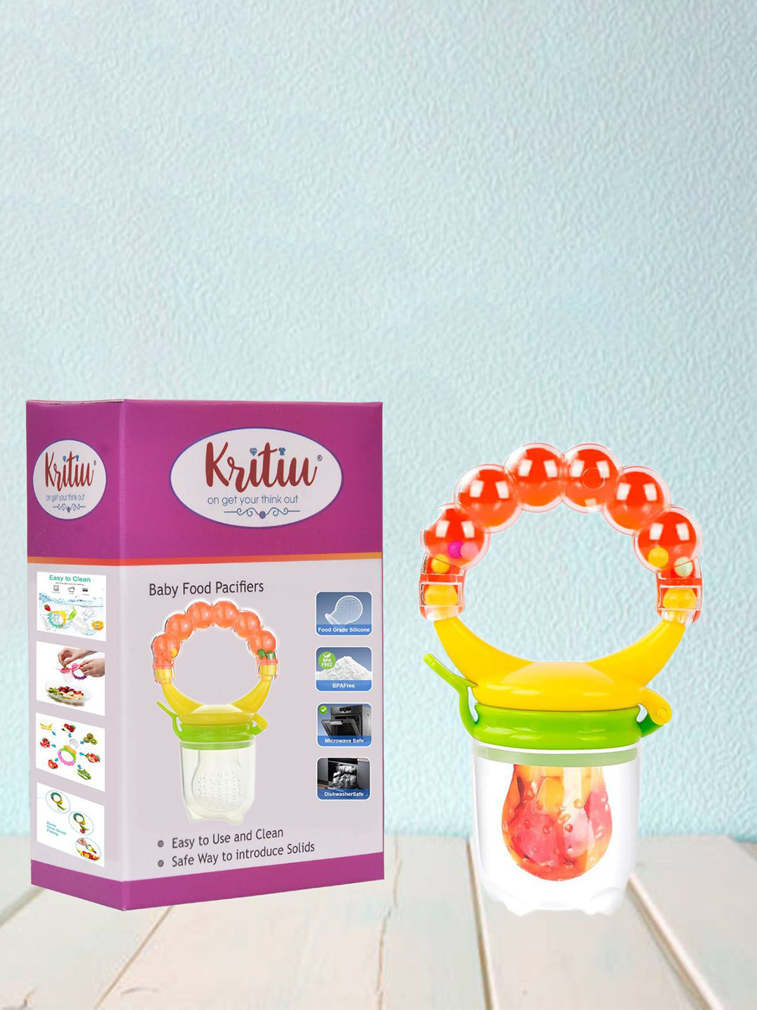 Kritiu Orange-Color & Yellow Silicone Fruit & Food Nibbler Feeder