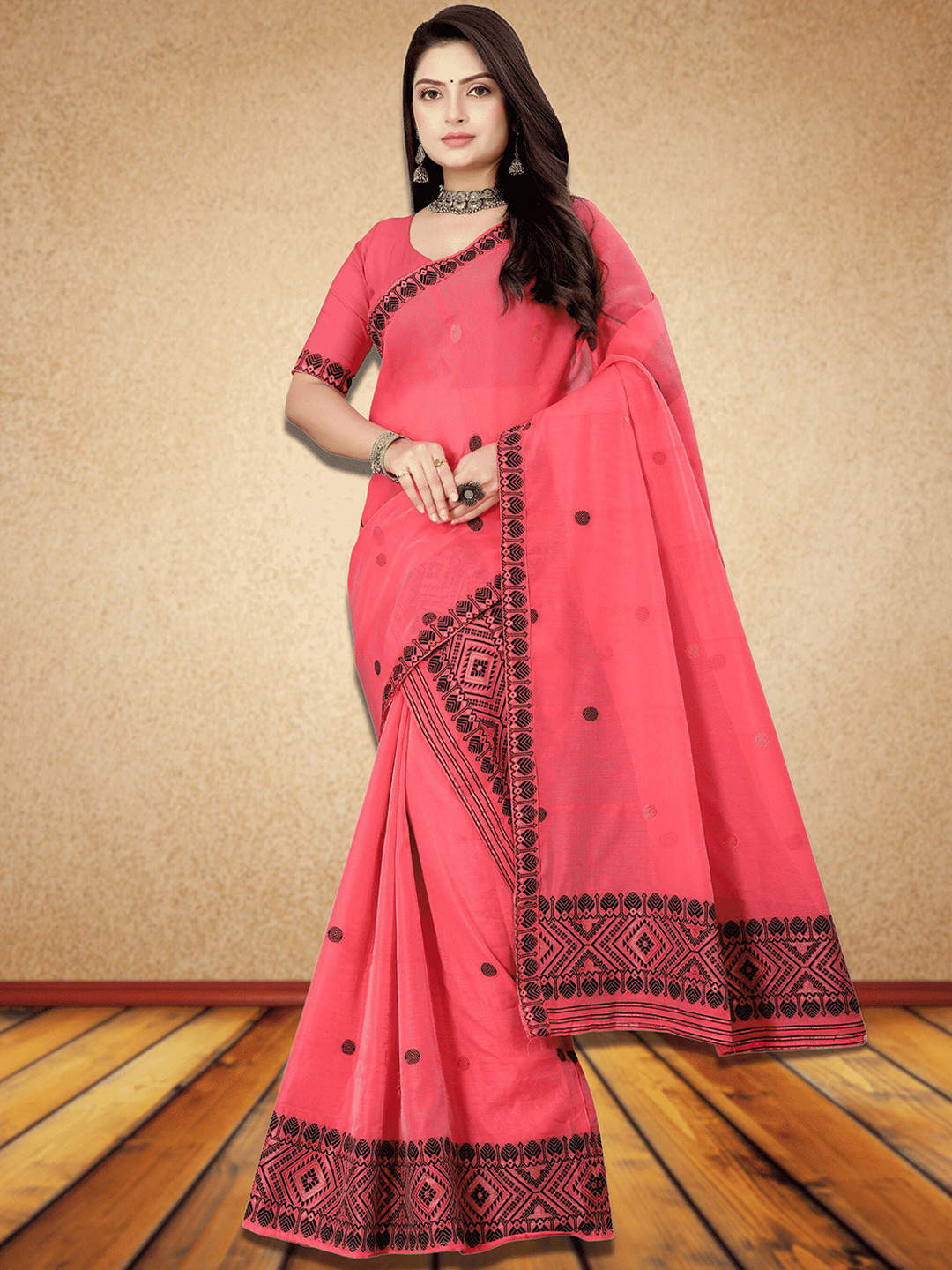 KAMDAR Woven AC Cotton Buwa Sador Mekhela For Women