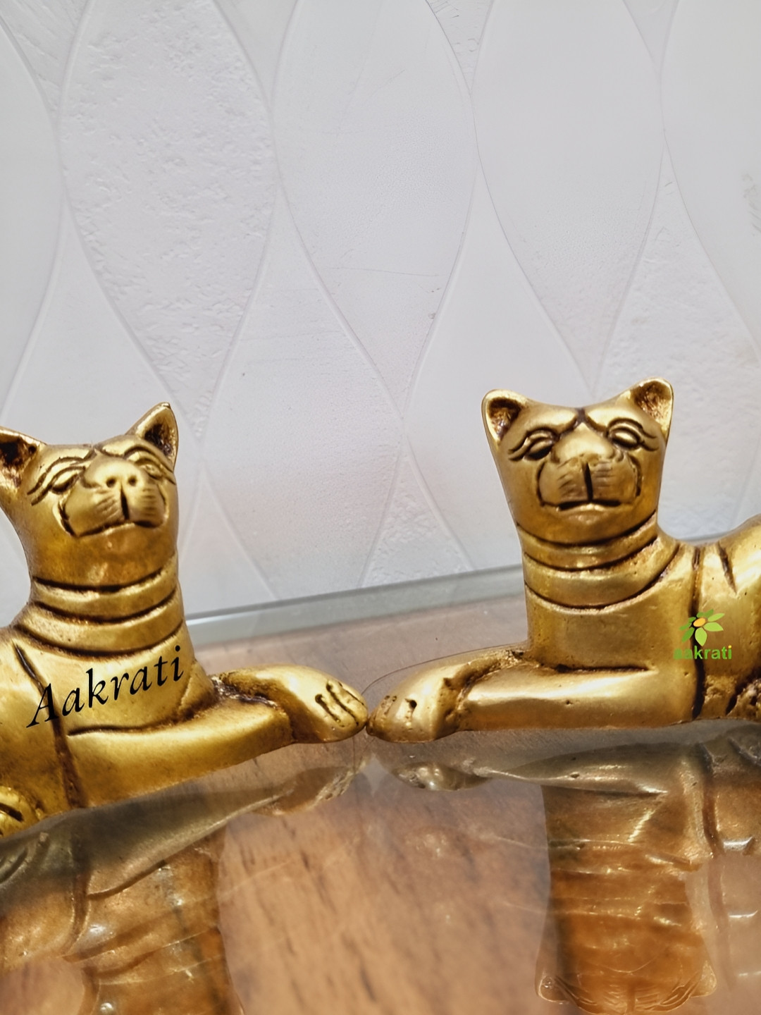 Aakrati Animal Yellow Brass Metallic Living Room Hand-Crafted Set of 2 Tiny Showpieces - 1.5 Inches