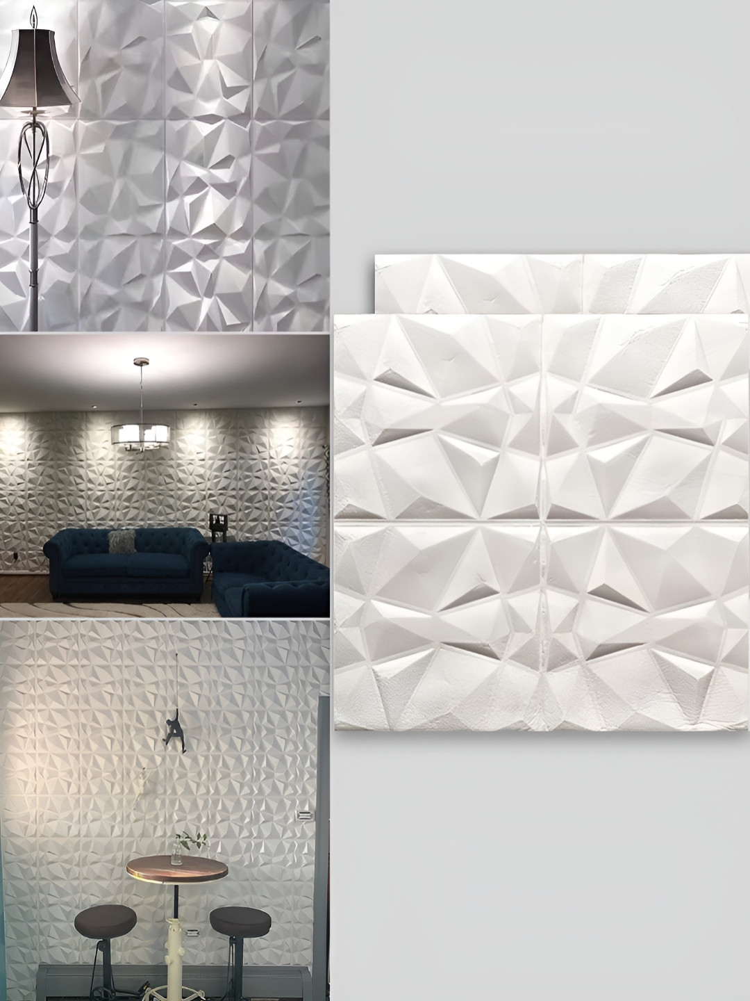Lukzer 2-Pcs White Abstract Self-Adhesive Wall Panels
