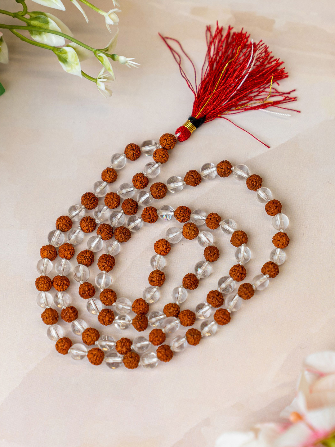 Japam Sphatik and Rudraksha Mala - 108+1 Beads