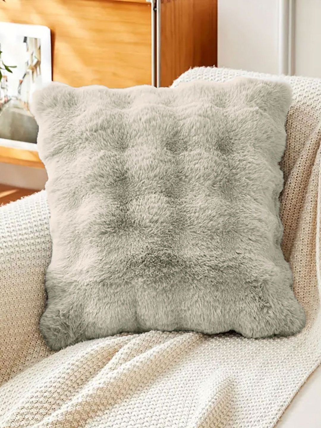 LUXEHOME INTERNATIONAL Taupe Square Cushion Covers