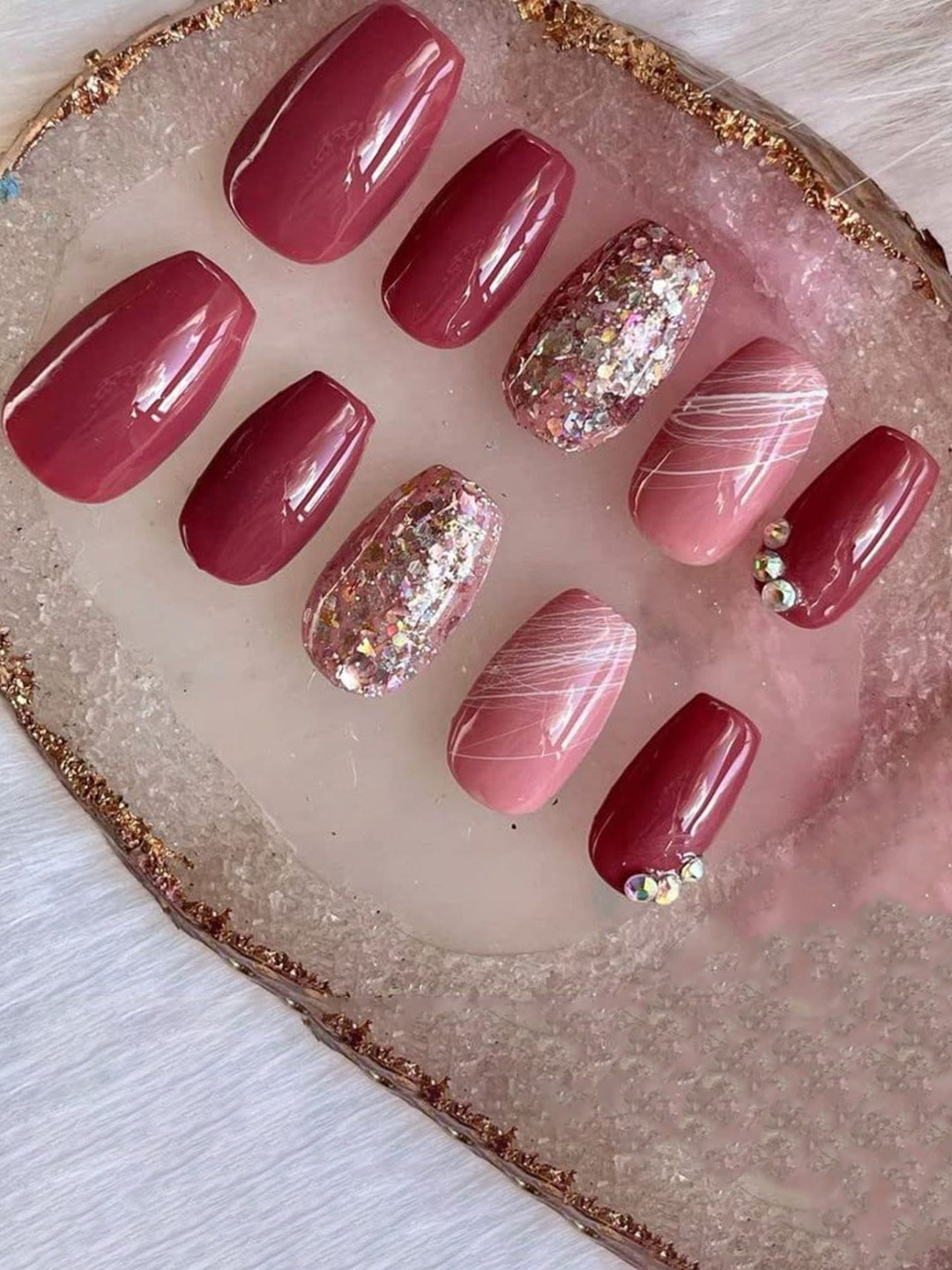 AMOK STORE Set Of 10 Classic French Artificial Nails