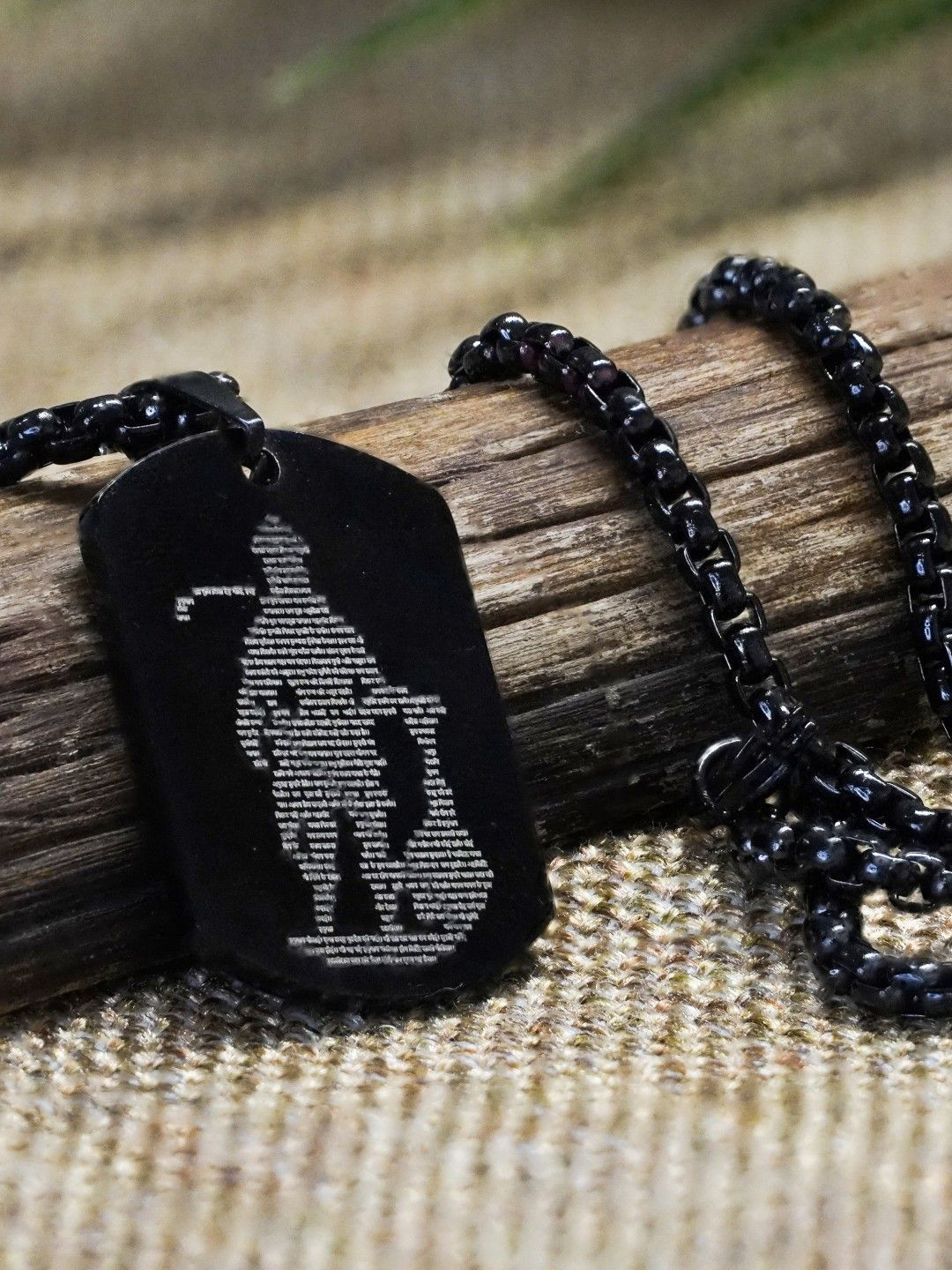 Japam Shree Hanuman Chalisa Carved Tag Necklace