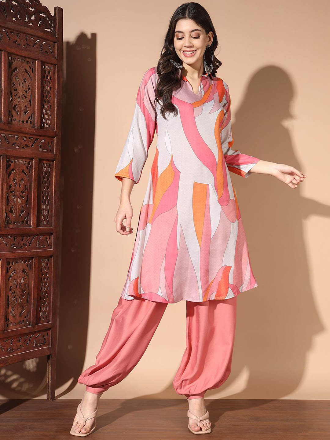 S.K.C Women Printed Regular Kurta with Harem Pants