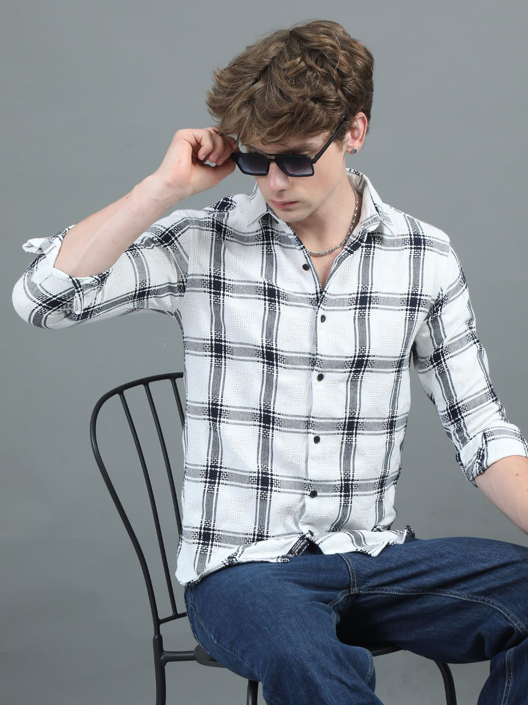 PAUL STREET Men Modern Tailored Fit Opaque Checked Casual Shirt