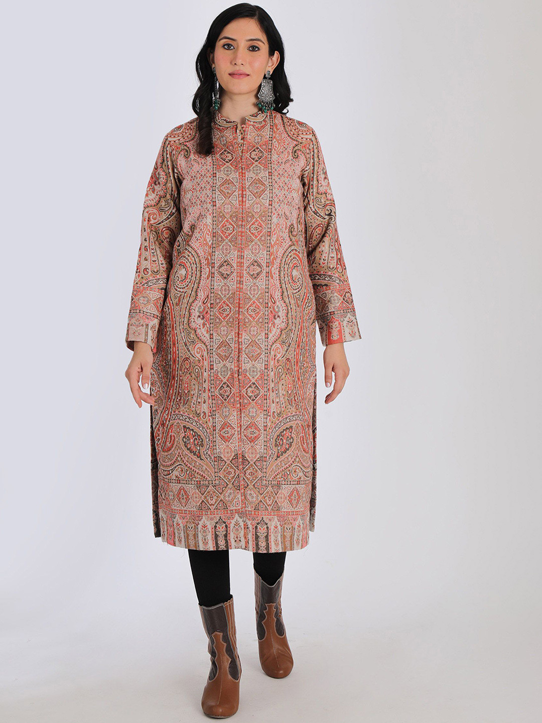 TJORI Women Floral without Longline Open Front Jacket