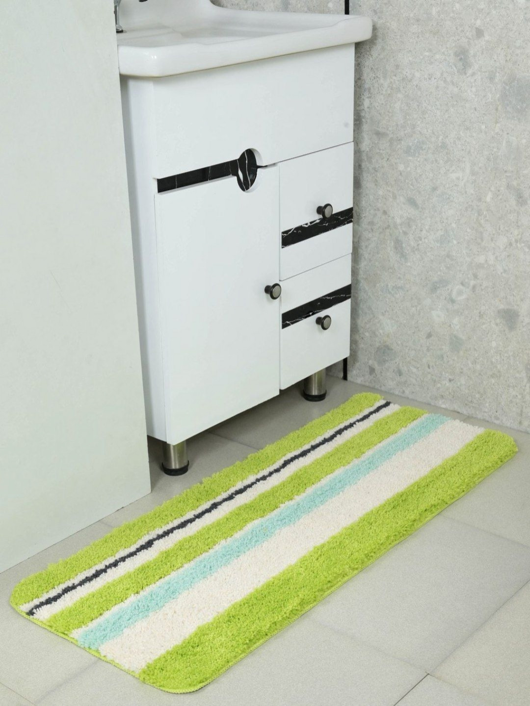 Saral Home Green & Blue Striped Rectangular Runner