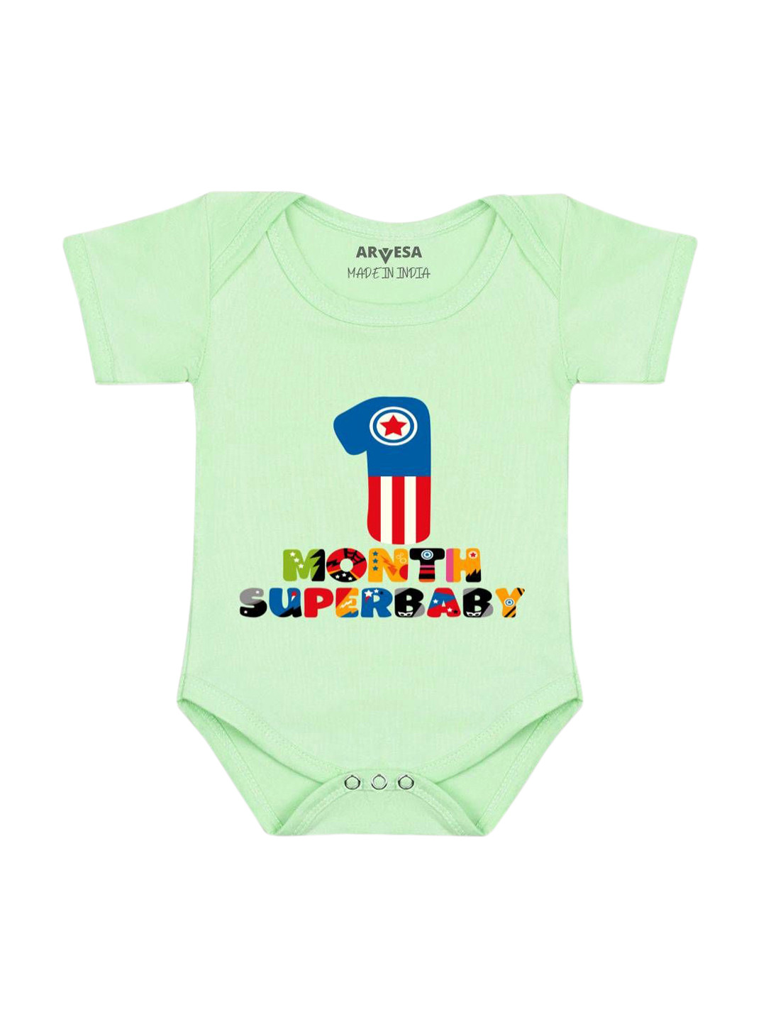 Arvesa Infants Monthly Milestone Printed Envelope Neck Bodysuit