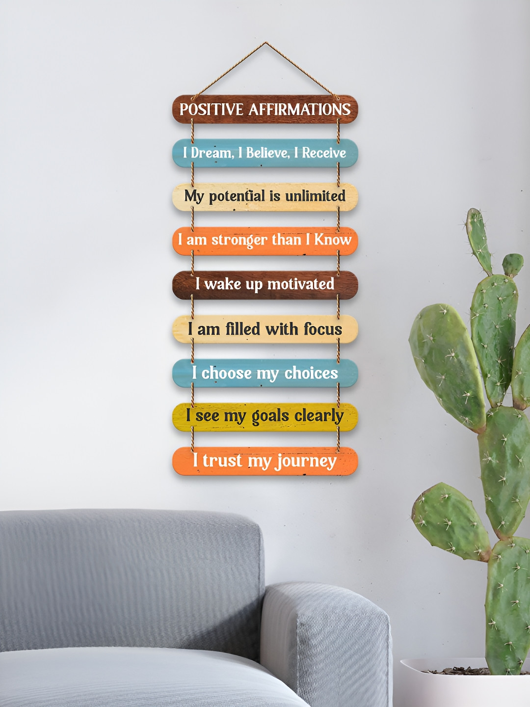 ArtVibes Eco-Friendly Wood Matte Hanging Hall Wall Hangings-33.9In