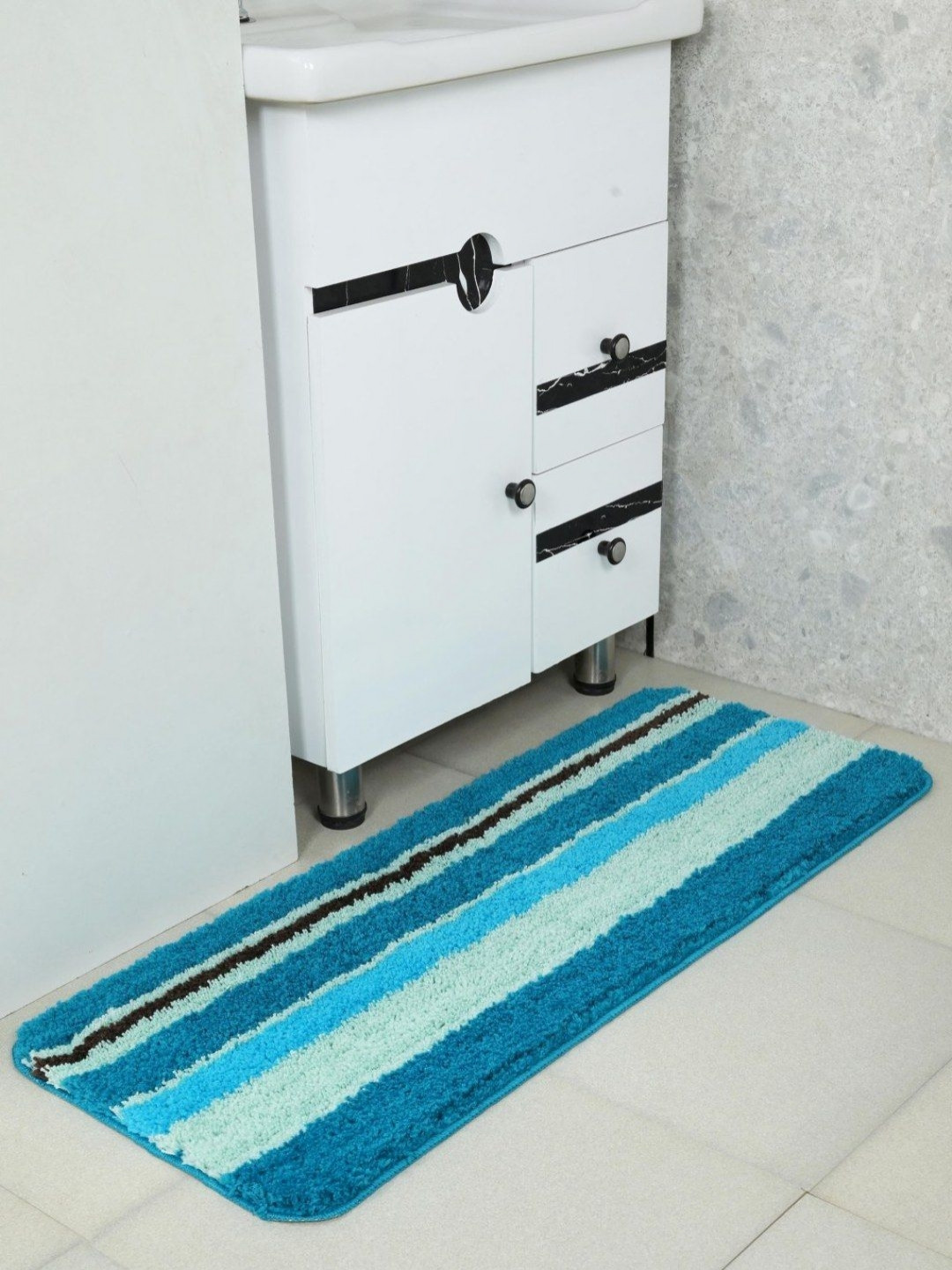 Saral Home Turquoise Blue Striped Runners