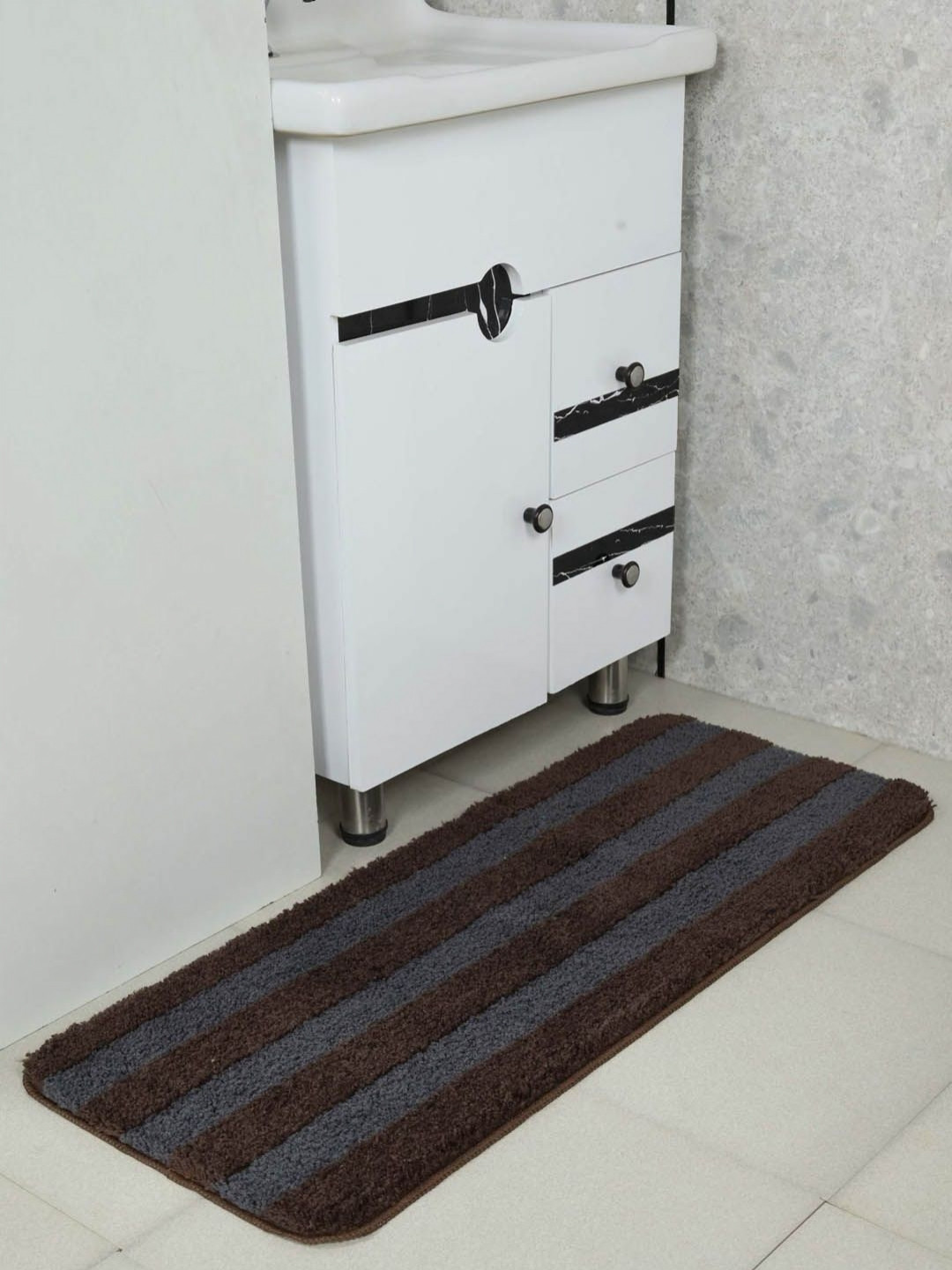 Saral Home Brown & Grey Striped Rectangular Runner