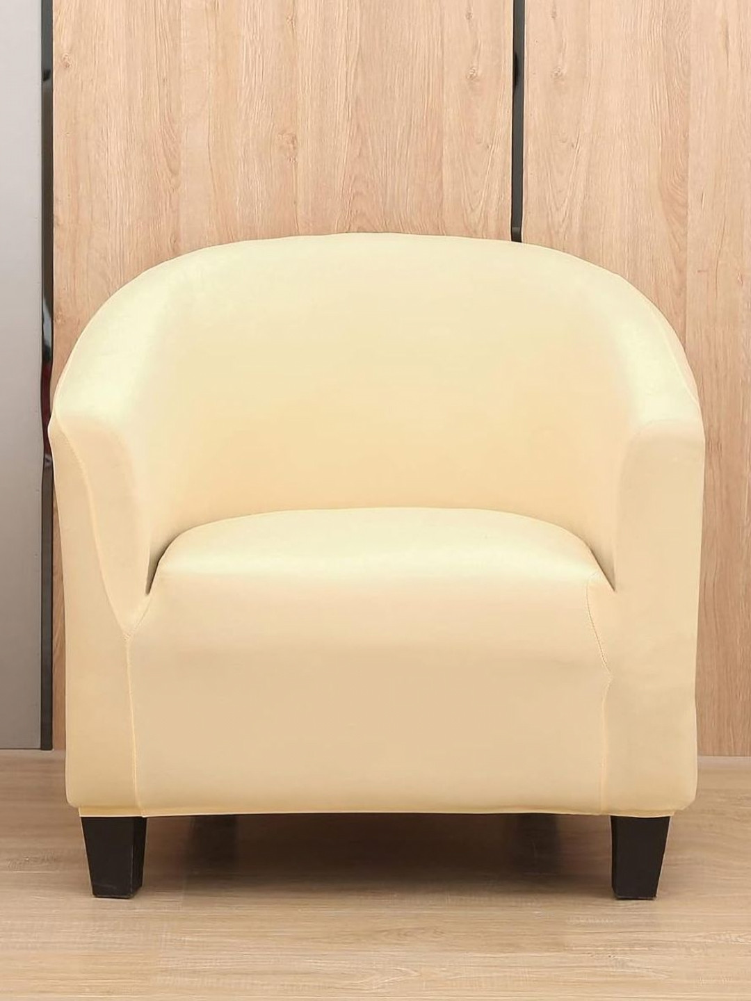 HOUSE OF QUIRK Beige Coloured Stretchable Tub Chair Slipcover
