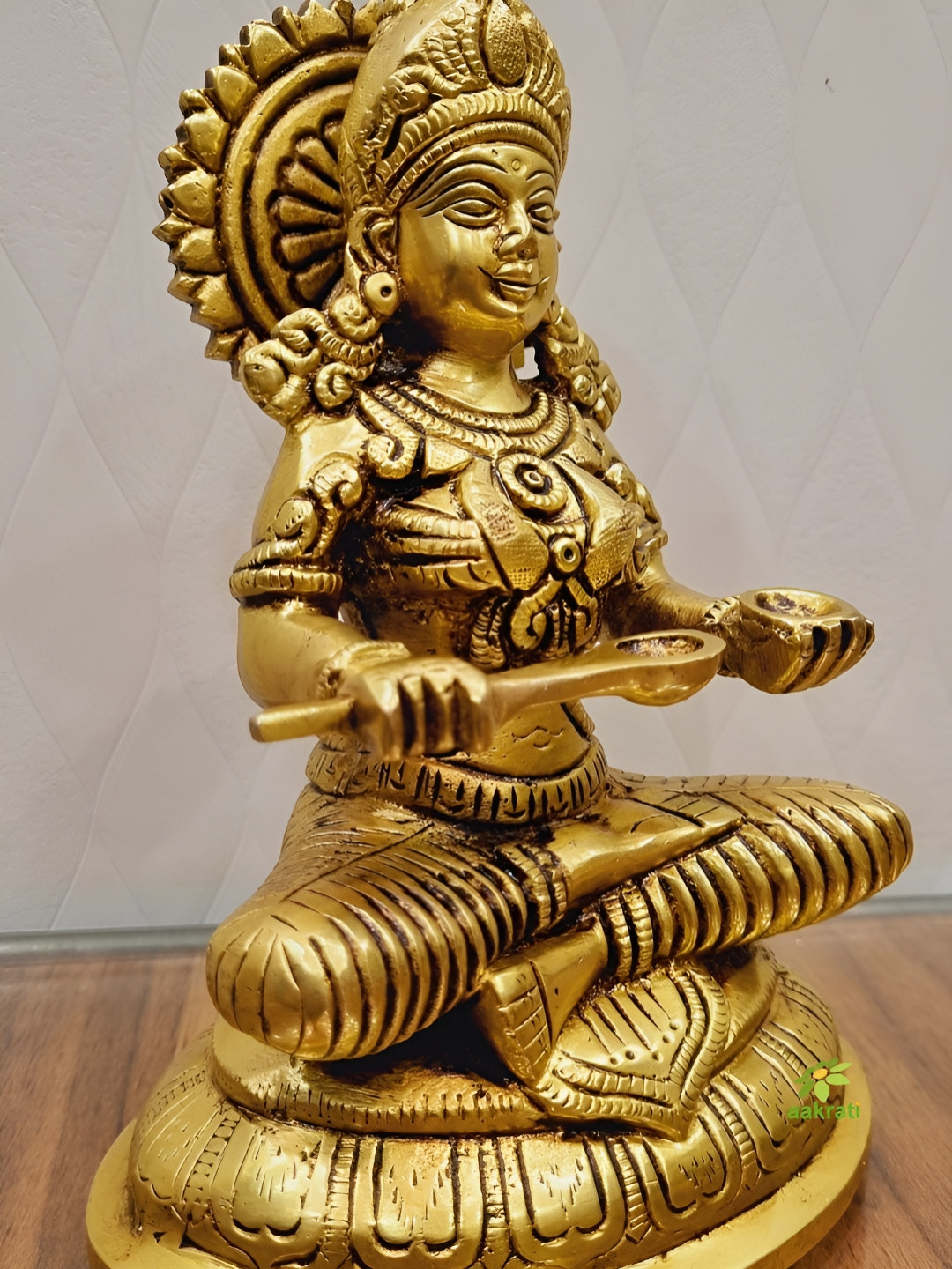 Aakrati Ma Annpurna Yellow Brass Natural Prayer Room Medium Showpiece - 7 Inches