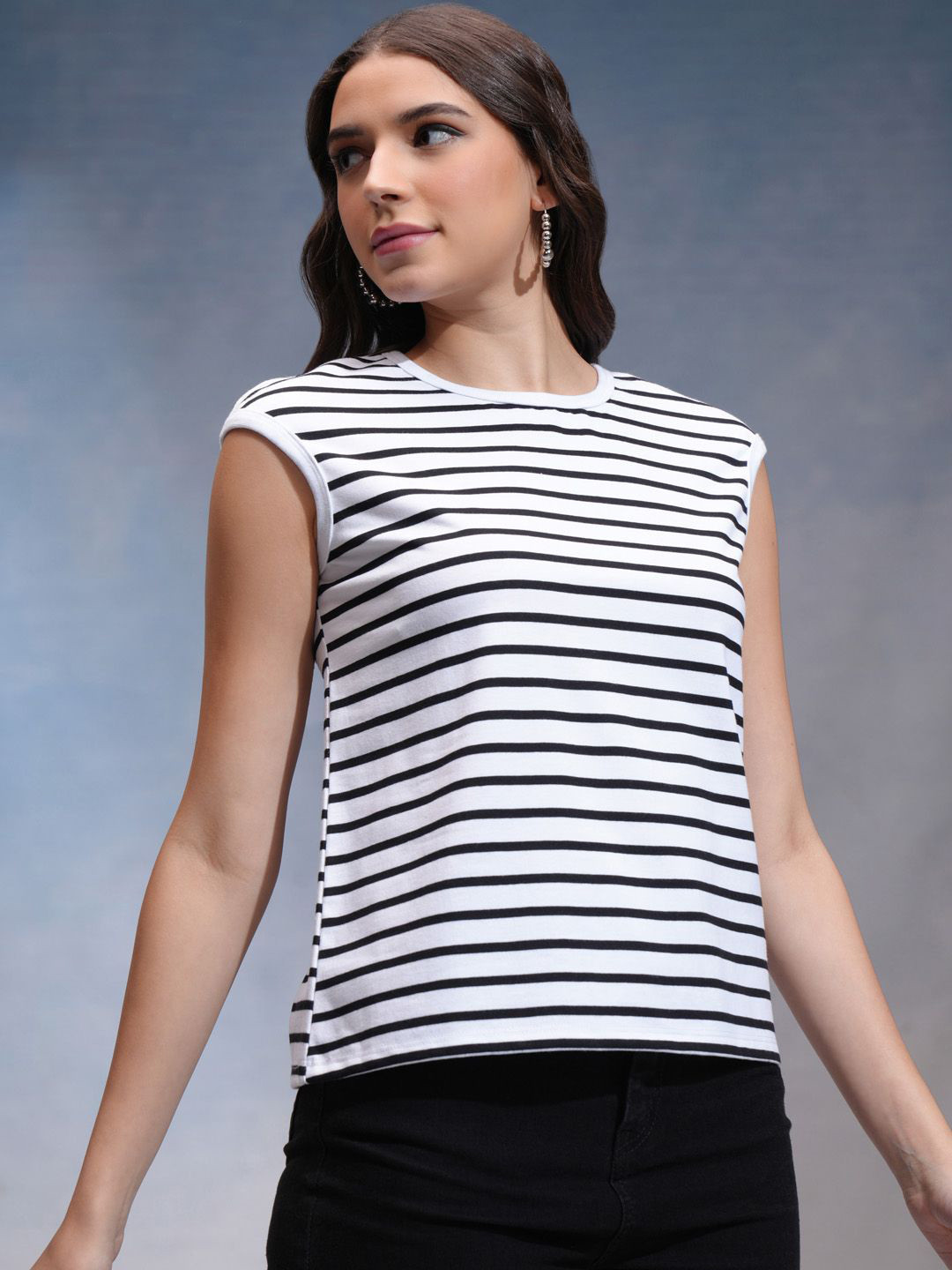 Basics By Tokyo Talkies Women Striped T-shirt