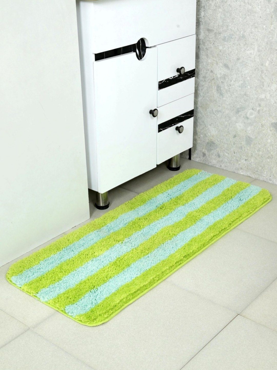 Saral Home Green & Blue Striped Rectangular Runner