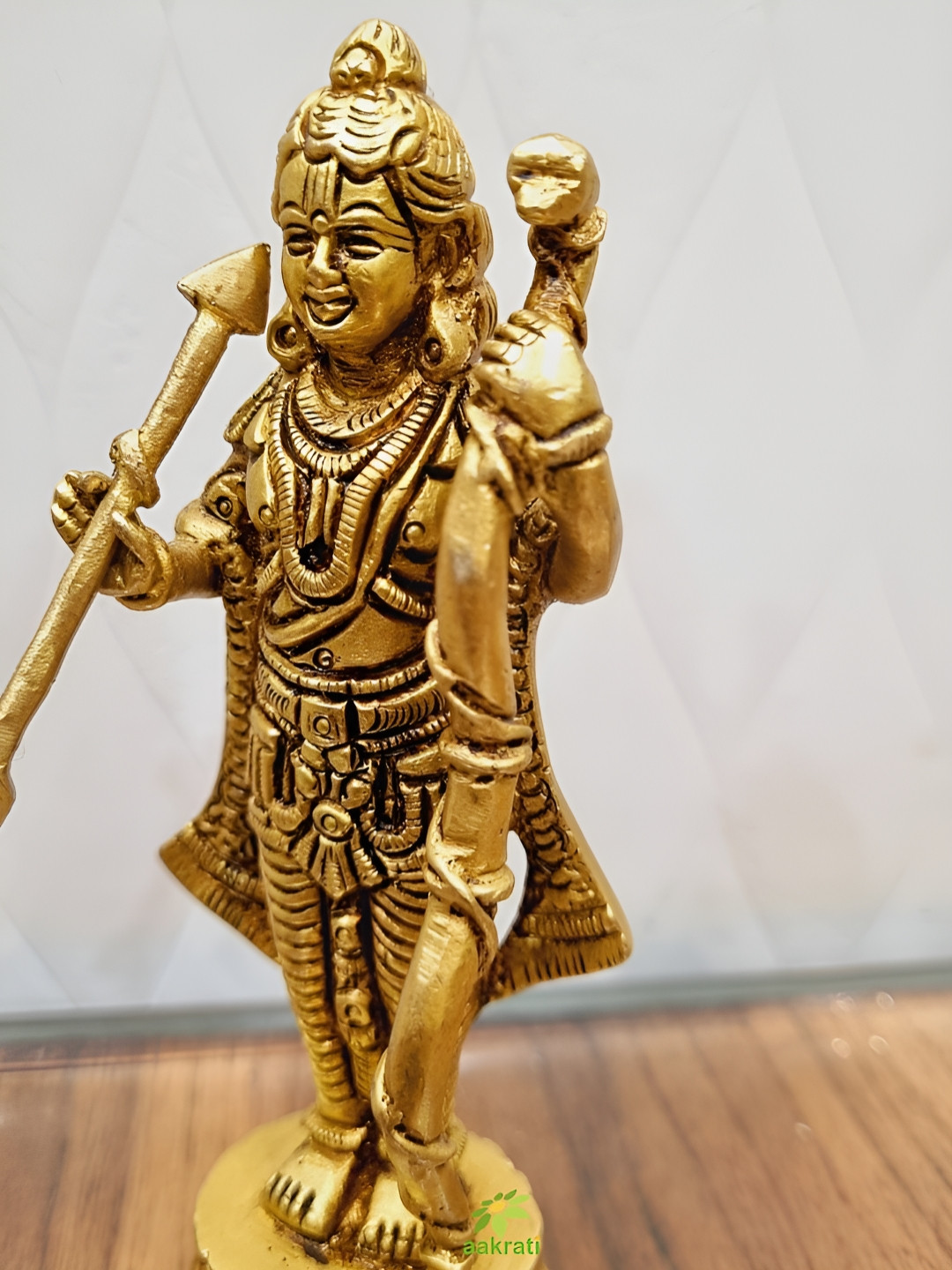 Aakrati Lord Rama Pratima Yellow Brass Metallic Prayer Room Small Showpiece - 4.5 Inches