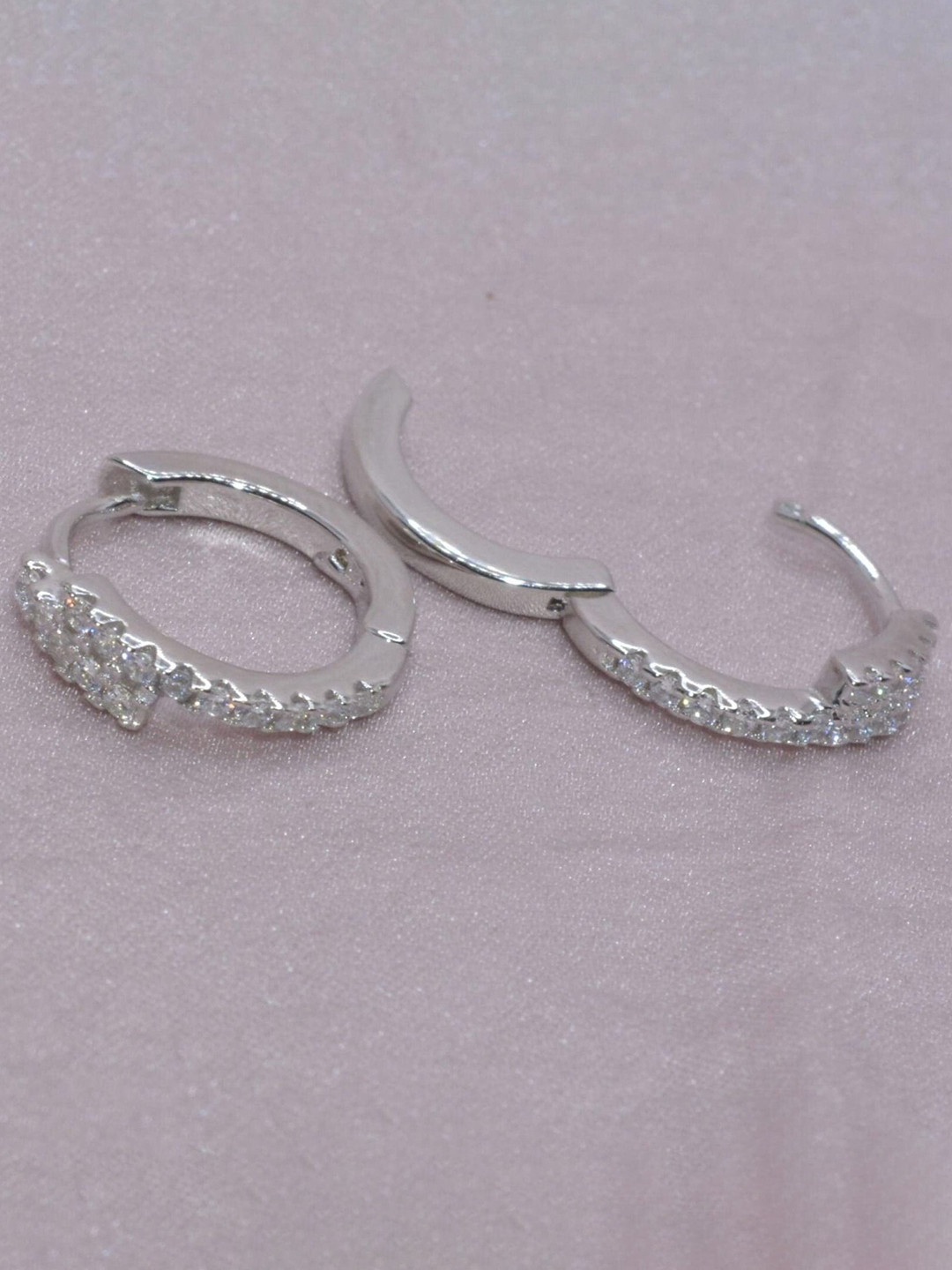 Luxevogue Classic Round Sterling Silver Rhodium-Plated Cubic Zirconia Hoop Earrings