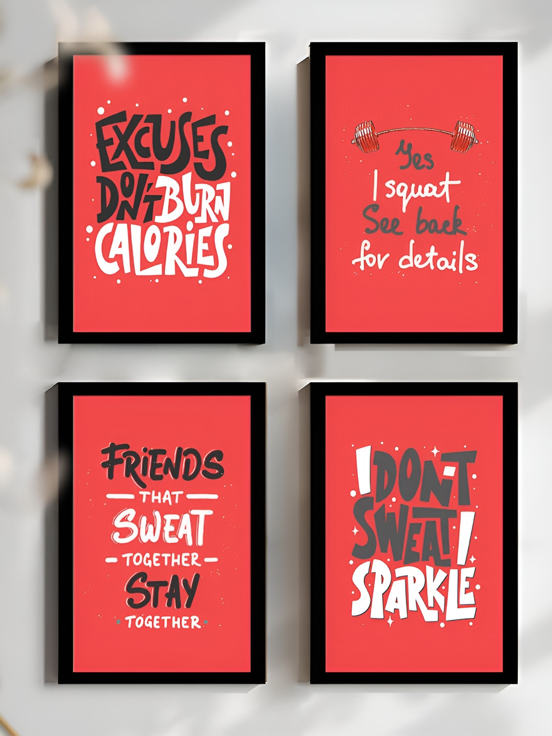 Art Street Quotes Pink Synthetic Wood 4 Pcs Wall Living Room Rectangle Paintings Wall Art