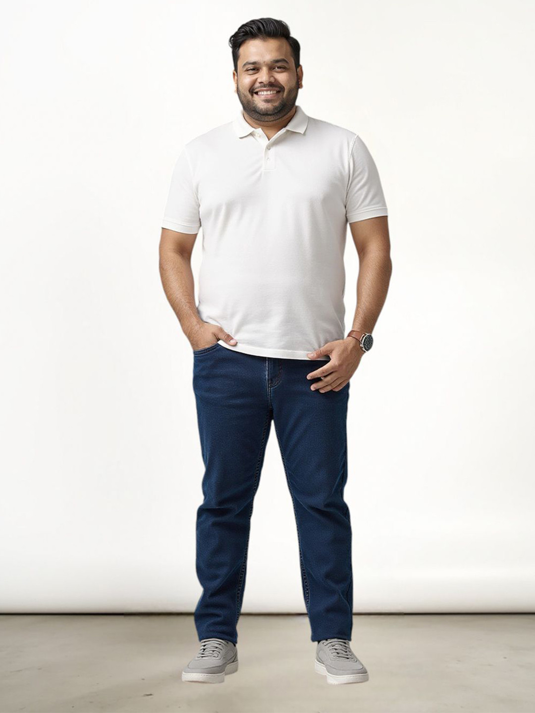 The Pant Project Men Indigo Blue Slim Fit Plus-Size Stretchable Cotton Jeans