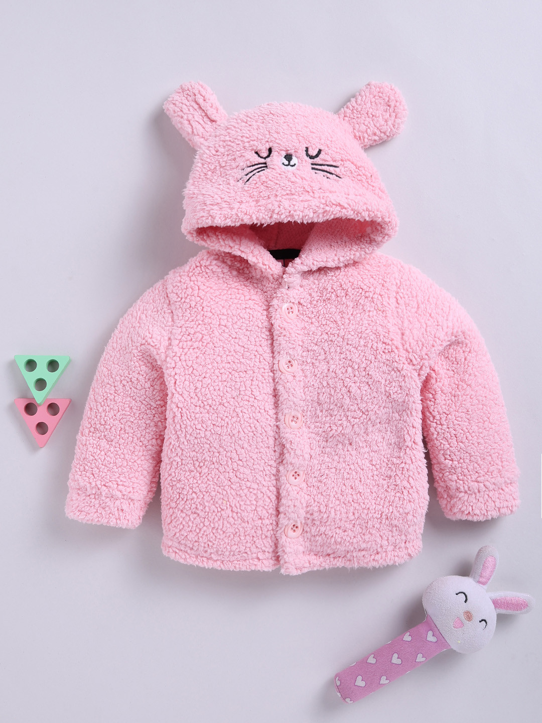 Moms Love Infant Girls Sherpa Finish Pure Cotton Hooded Tailored Jacket