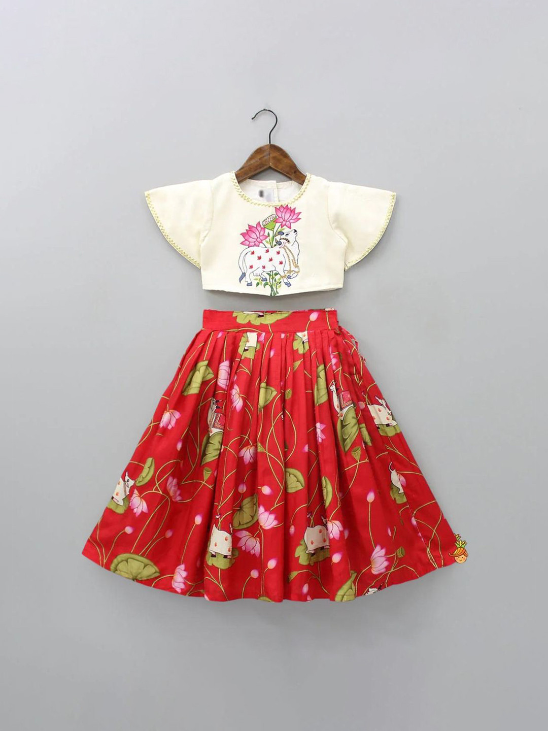 JOVK DESIGN Girls Printed Ready to Wear Lehenga &