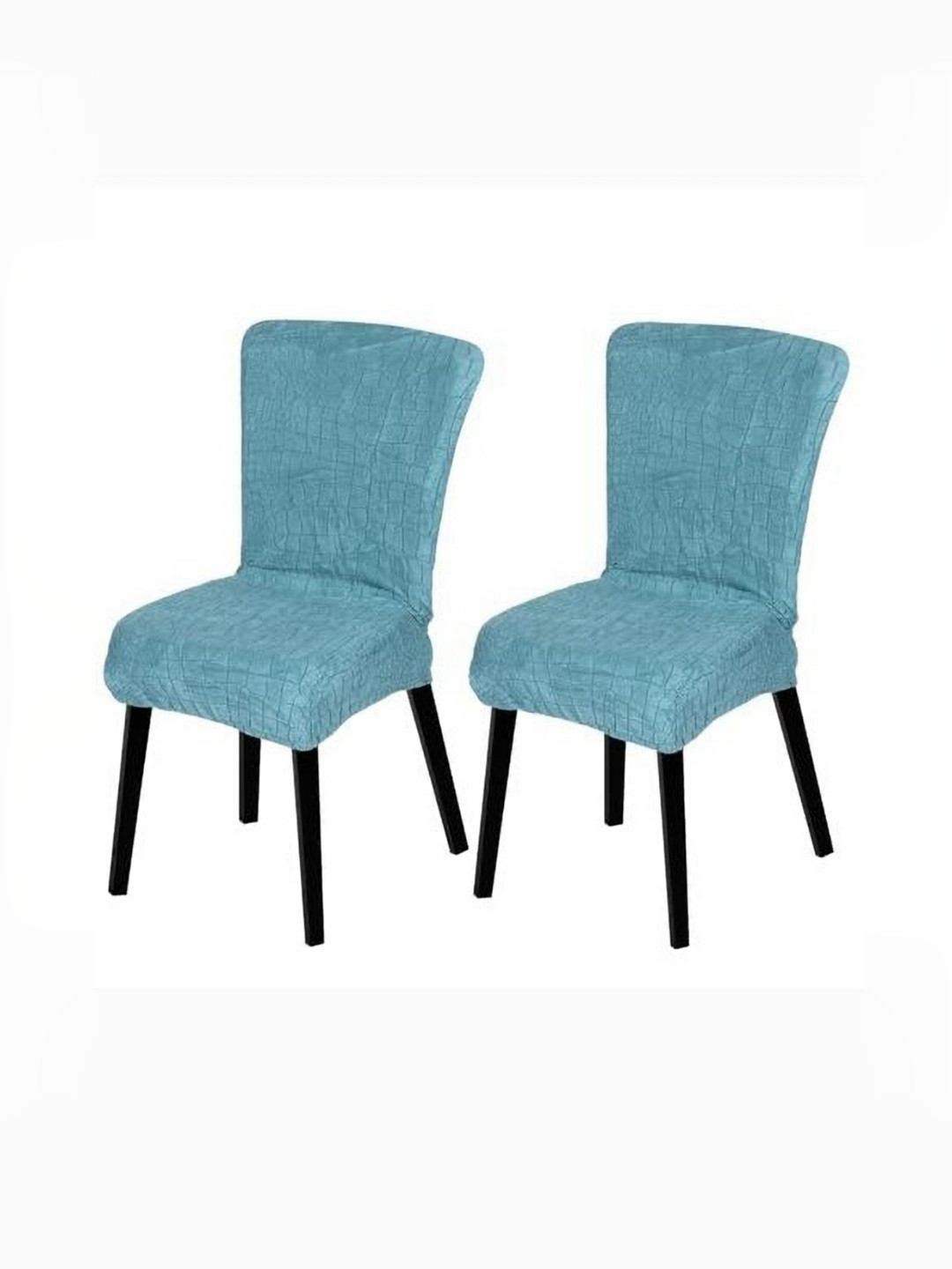 HOUSE OF QUIRK Teal-Colored 2 Pieces Jacquard Chair Cover
