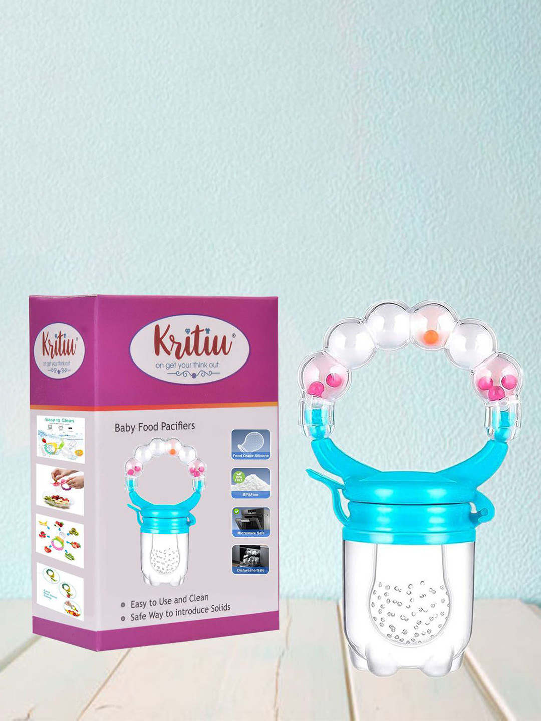 Kritiu White & Blue Silicone Fruit & Food Nibbler Feeder