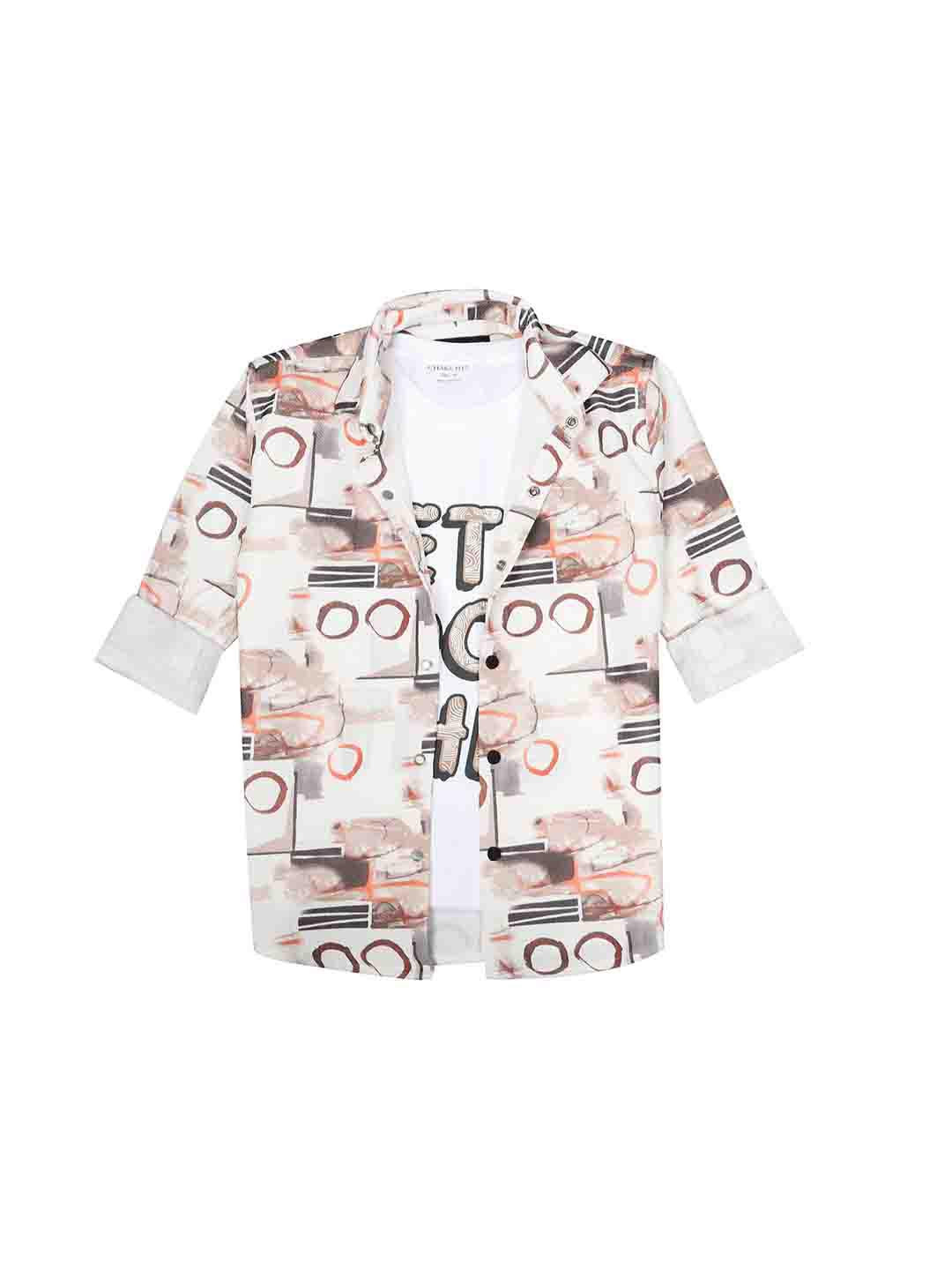 CHARCHIT Cotton Blend Abstract Long Sleeves Shirt