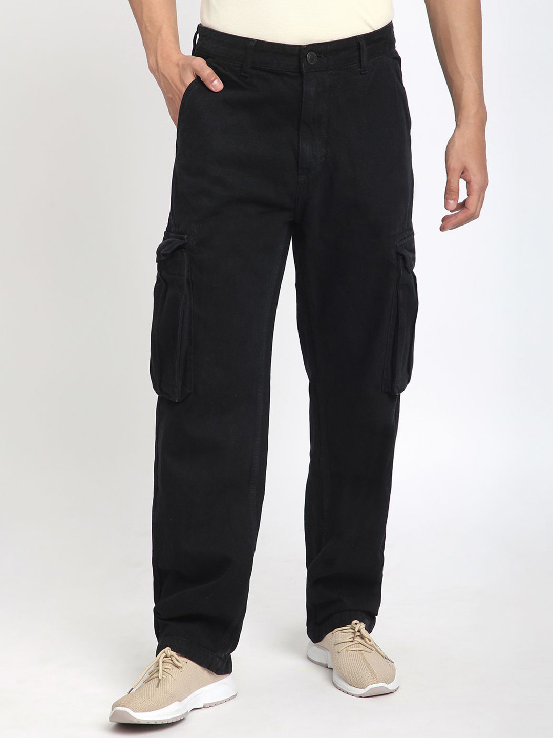 R&B Men Baggy Fit Cargo Style Cotton Jeans