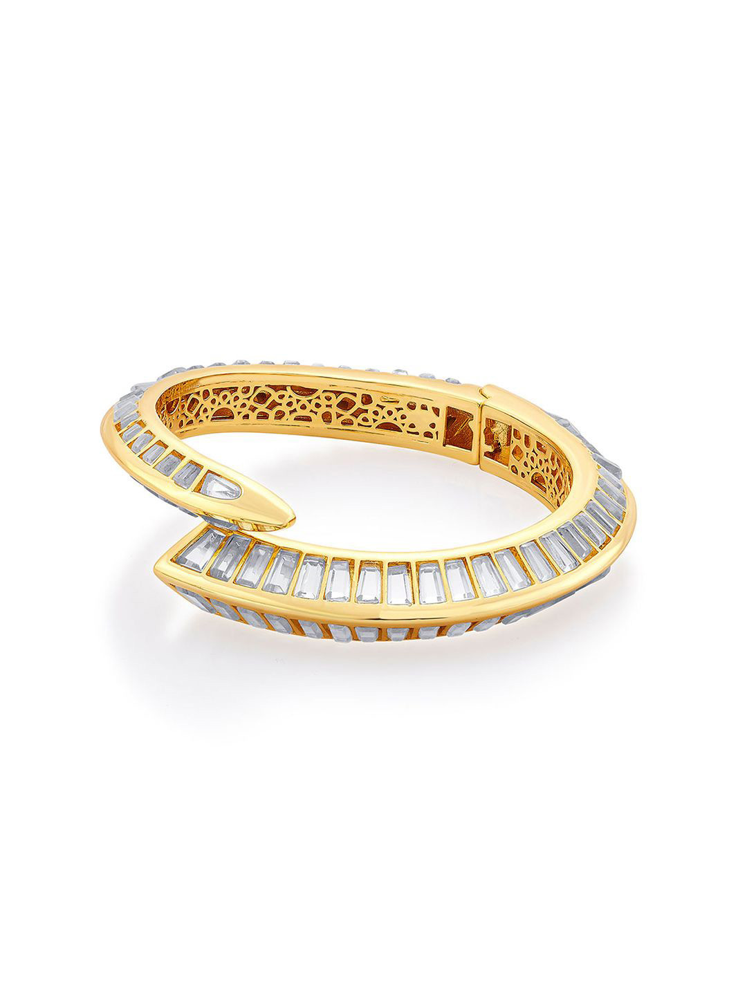 Isharya Dazzle Mirror Snake Gold Plated Artificial Stones Studded Cuff Bracelet