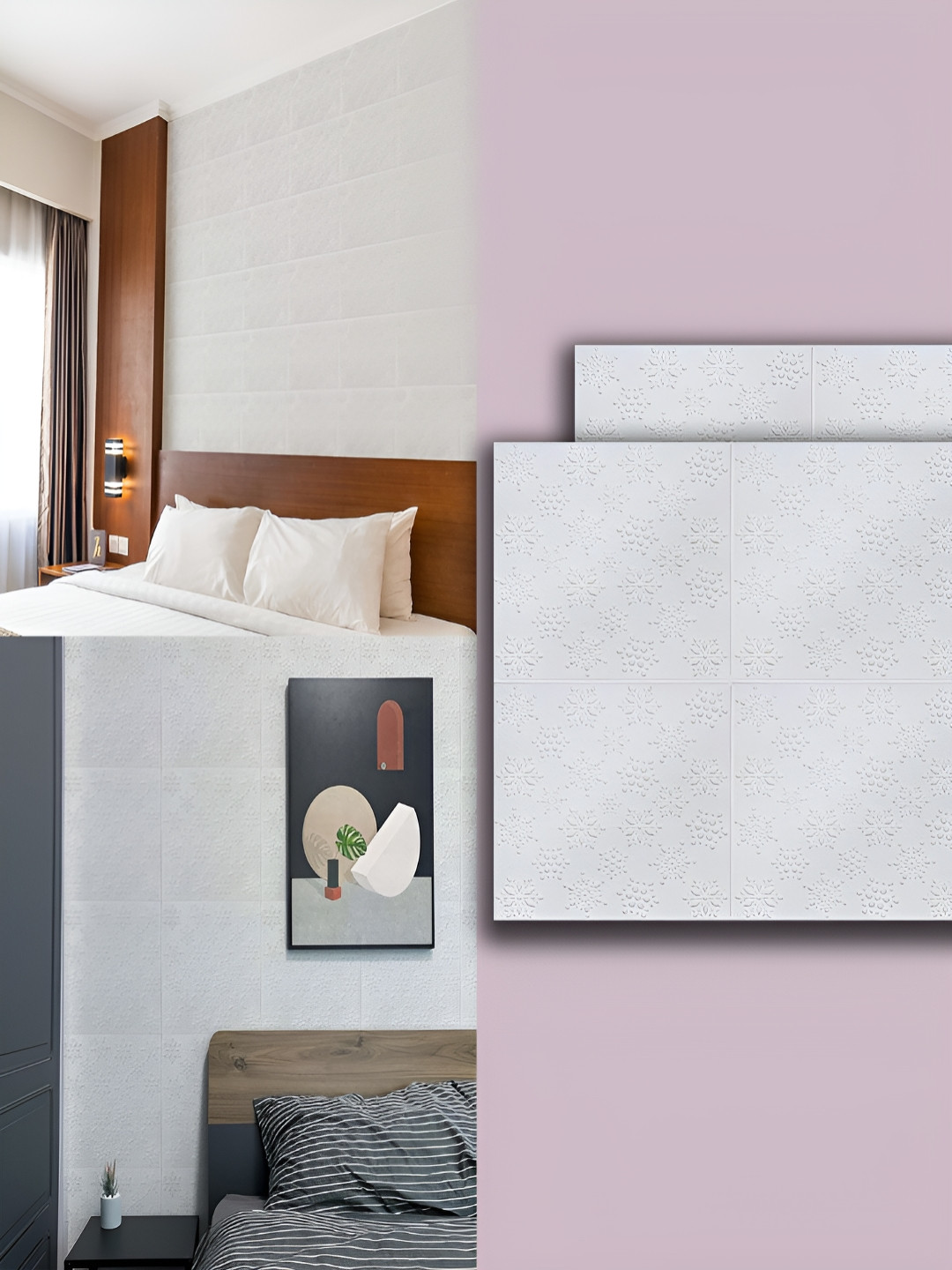 Lukzer 2-Pcs White Self-Adhesive Wall Panels