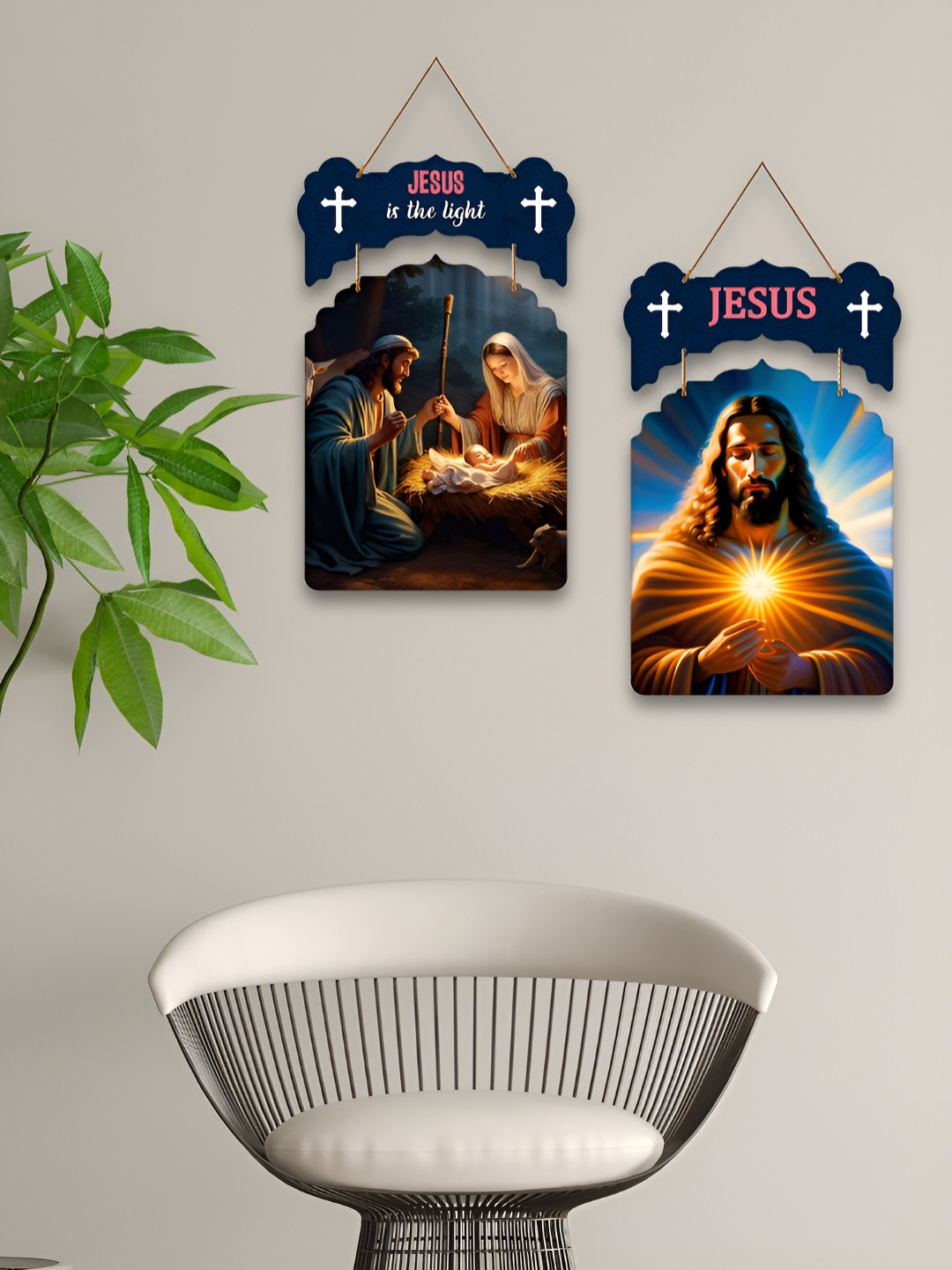 ArtVibes Eco-Friendly Wood Glossy Hanging Hall Spiritual Wall Decor-45.7In
