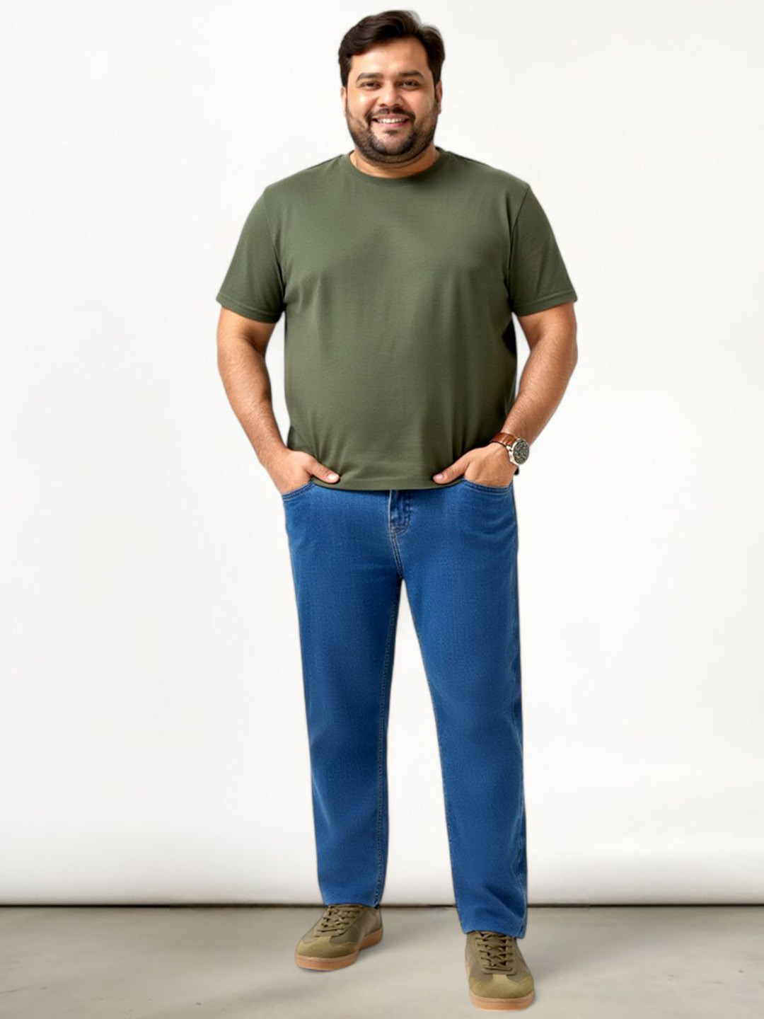 The Pant Project Men Royal Blue Slim Fit Plus-Size Stretchable Cotton Jeans