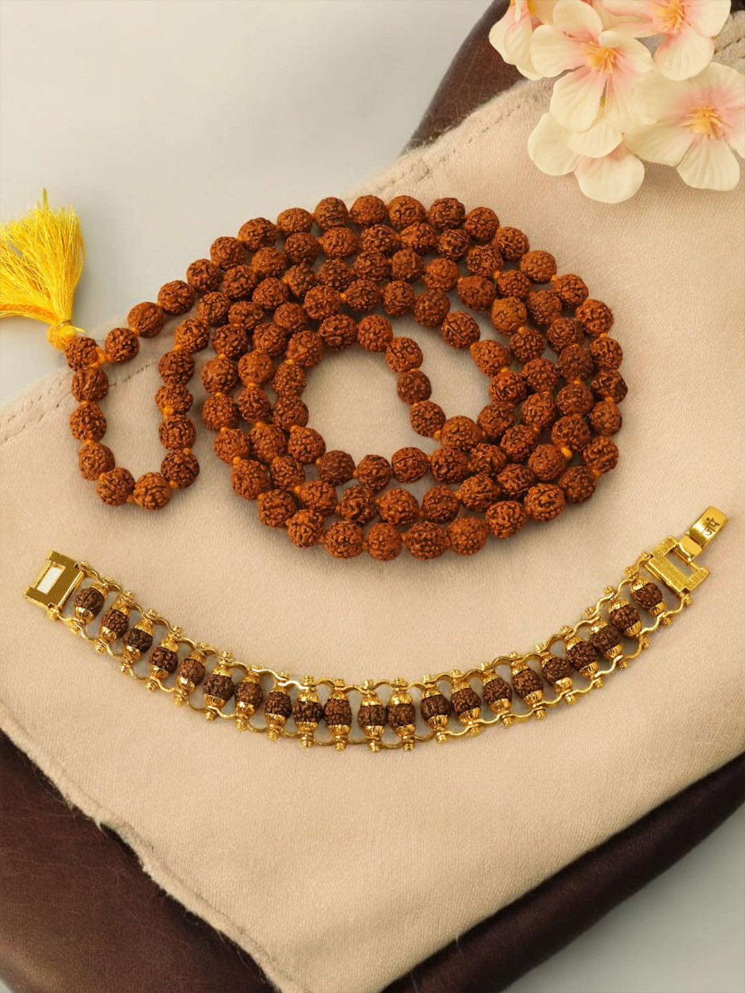 Japam Modern Rudraksha Bracelet + Brown Rudraksha Mala