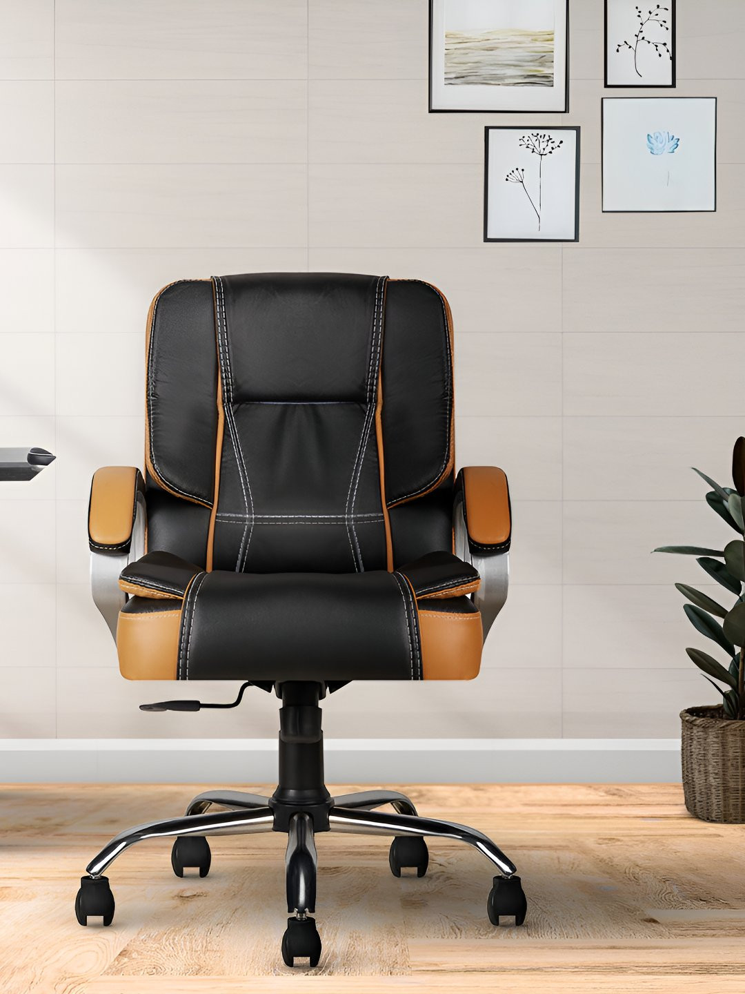 CELLBELL Black & Brown High Back Study Chair