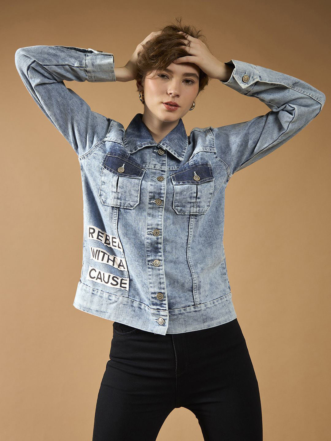 DOLCE CRUDO Women Washed Bomber Jacket